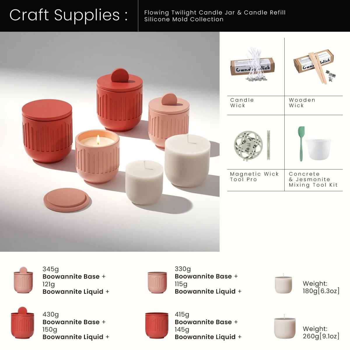 Flowing Twilight Candle Jar Candle Refill Silicone Mold Collection - Image 9
