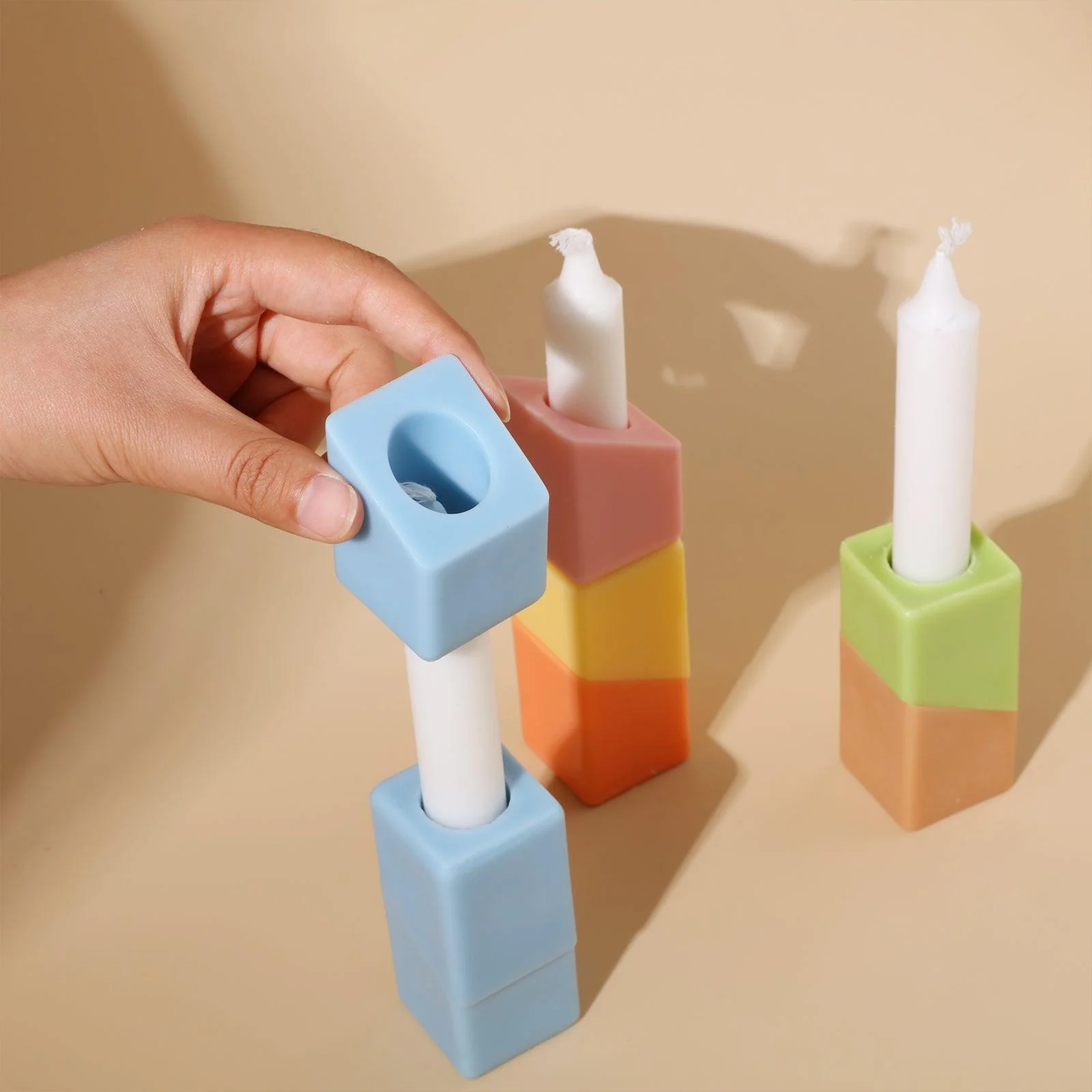 Aneliya × Boowan Nicole | Cube shape - Stackable Modular Candle Silicone Mold - Image 5