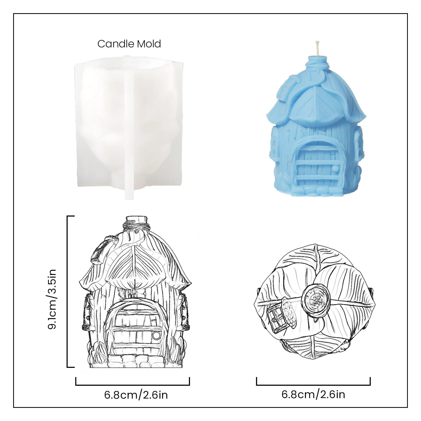 Miniature Fairy House Collection Candle Silicone Mold - Image 10