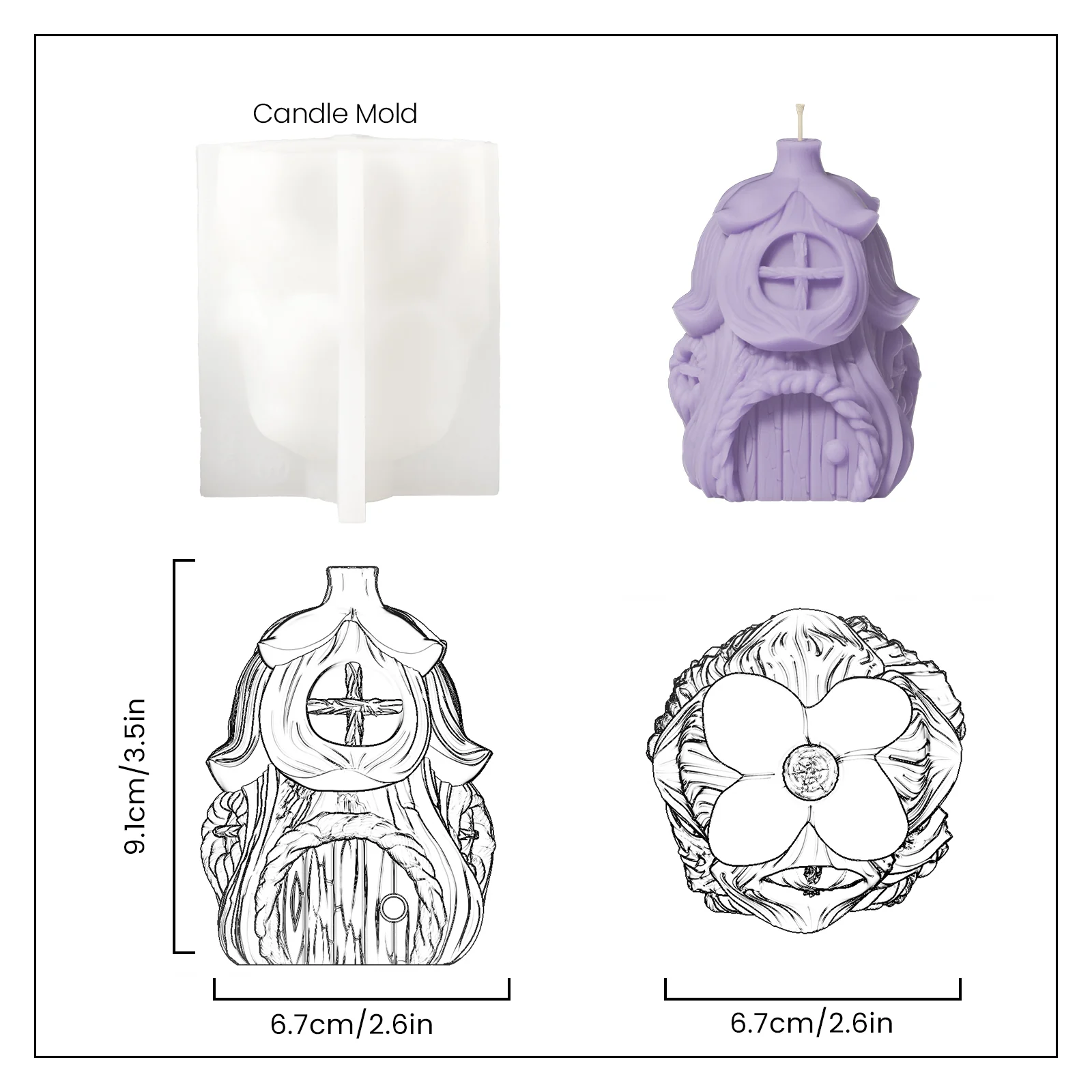 Miniature Fairy House Collection Candle Silicone Mold - Image 12