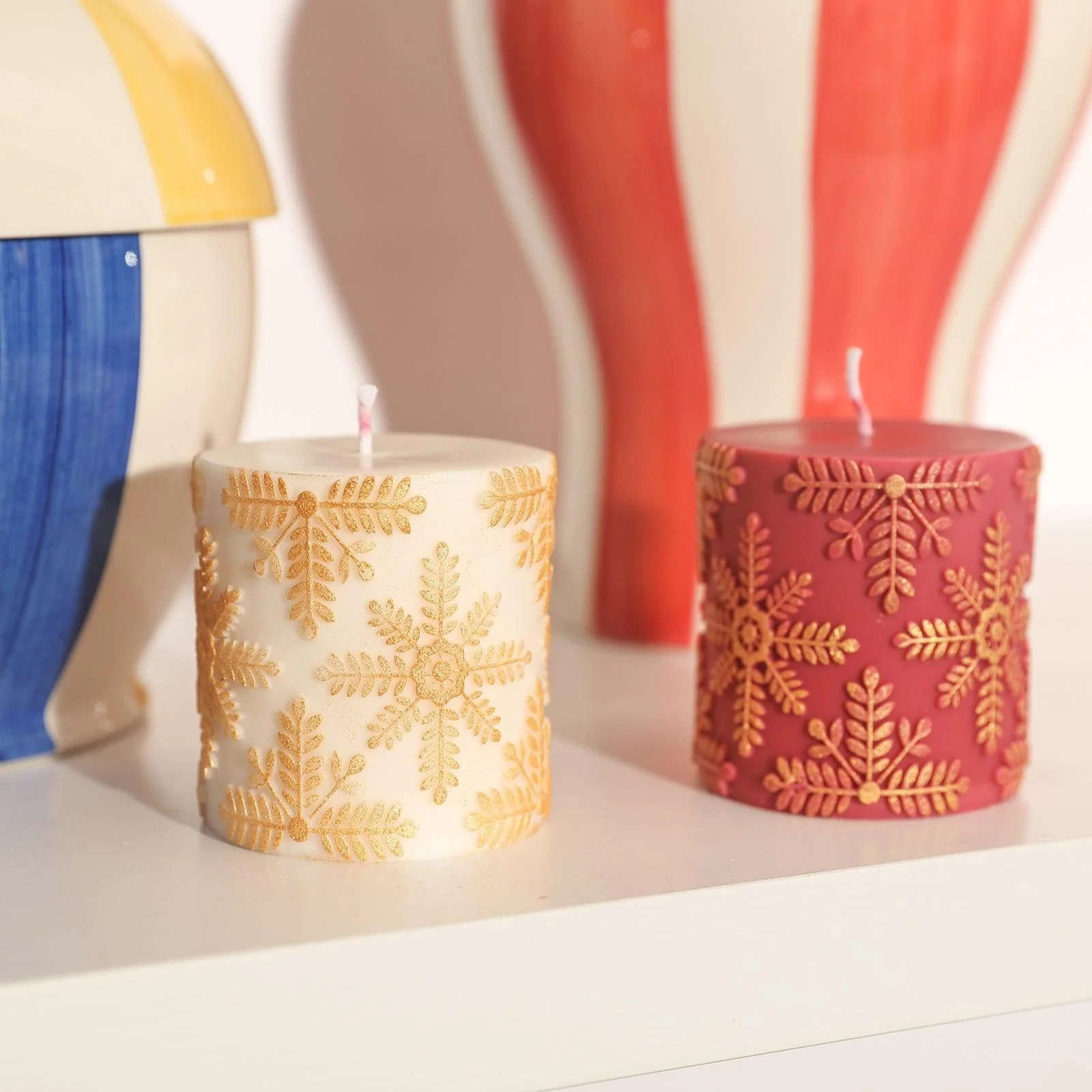 Short Snowflake Pattern Pillar Candle Silicone Mold - Image 5