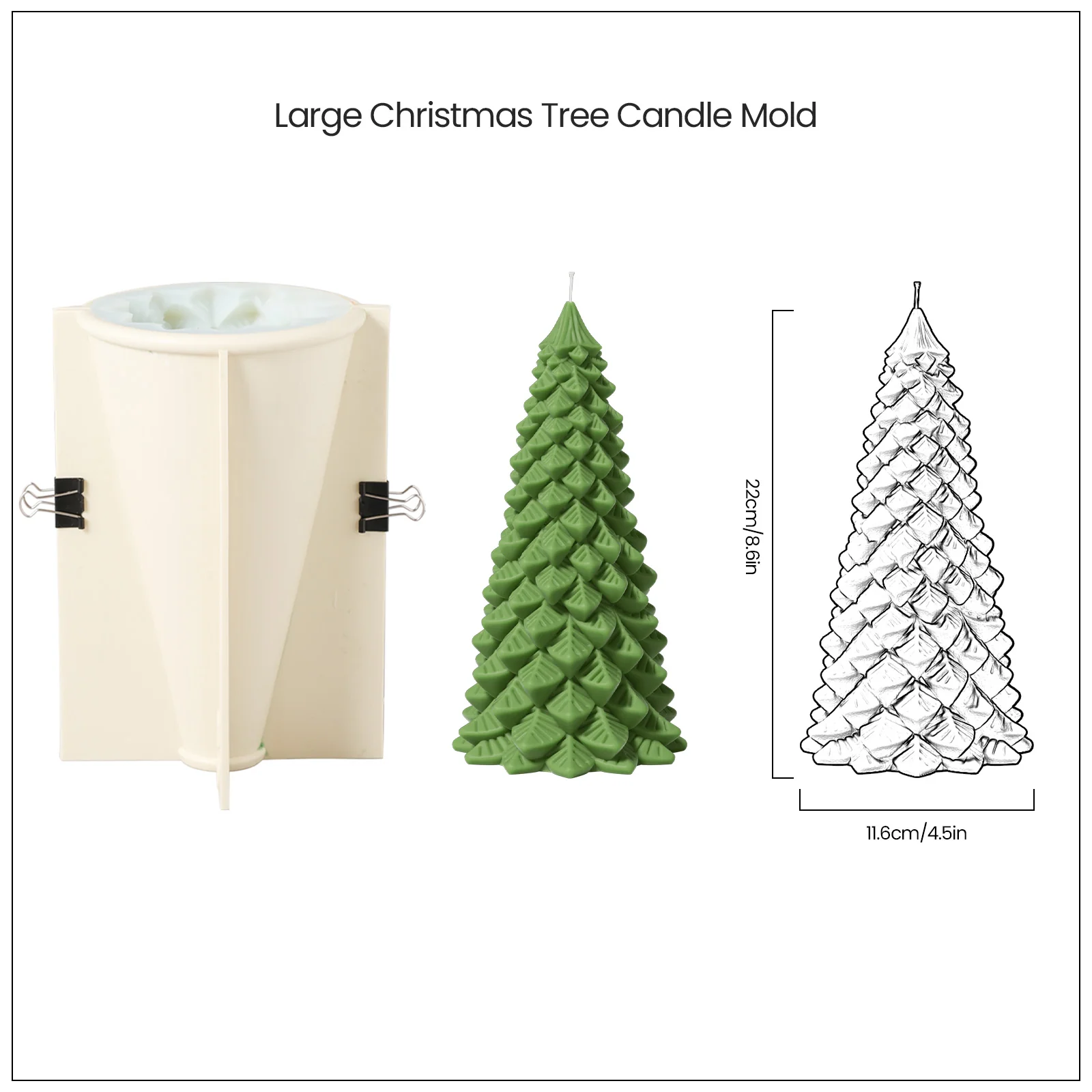 8.5'' Christmas Pine Tree Candle Silicone Mold - Image 10