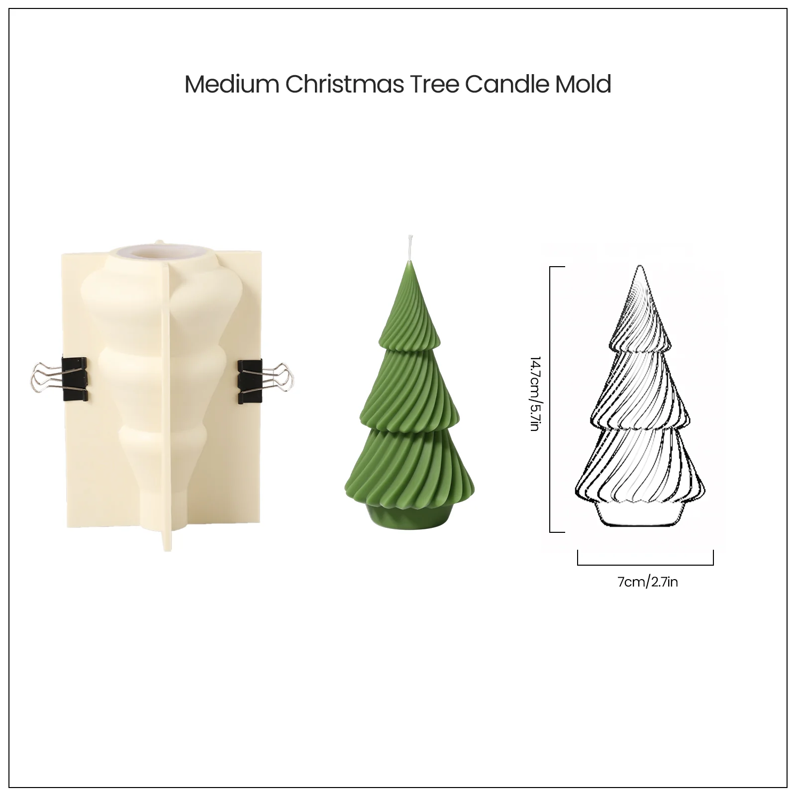 6'' Evergreen Christmas Tree Candle Silicone Mold - Image 9