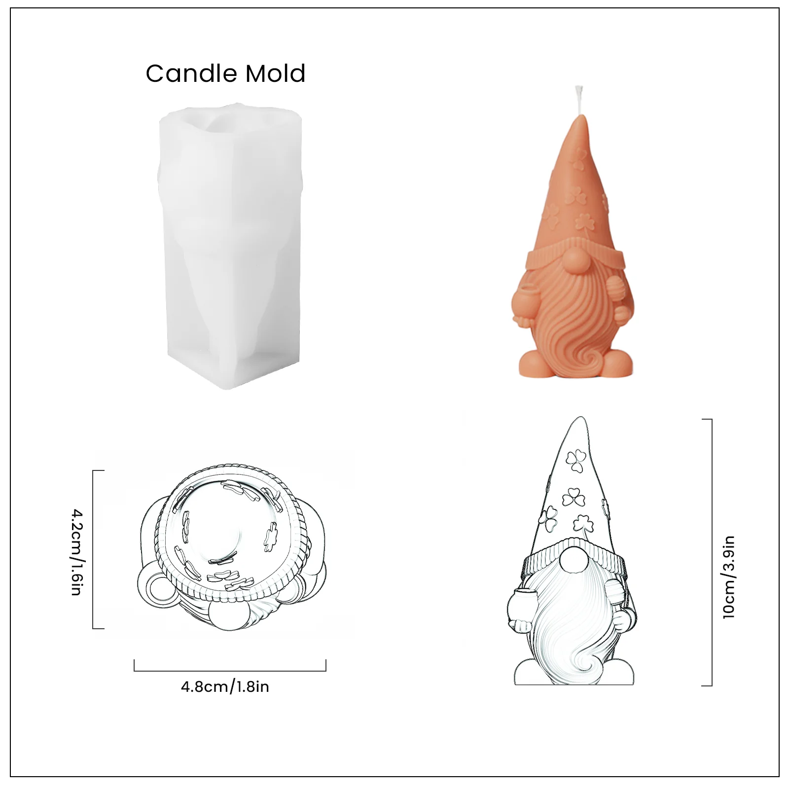 Christmas Floral Hat Gnome Candle Silicone Mold - Image 10
