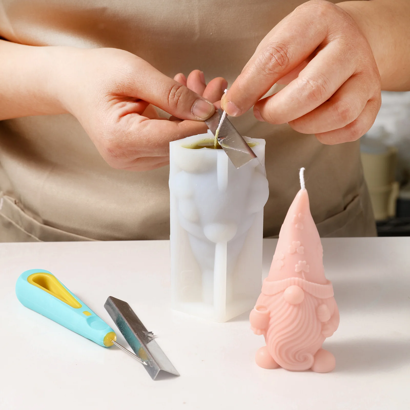 Christmas Floral Hat Gnome Candle Silicone Mold - Image 3