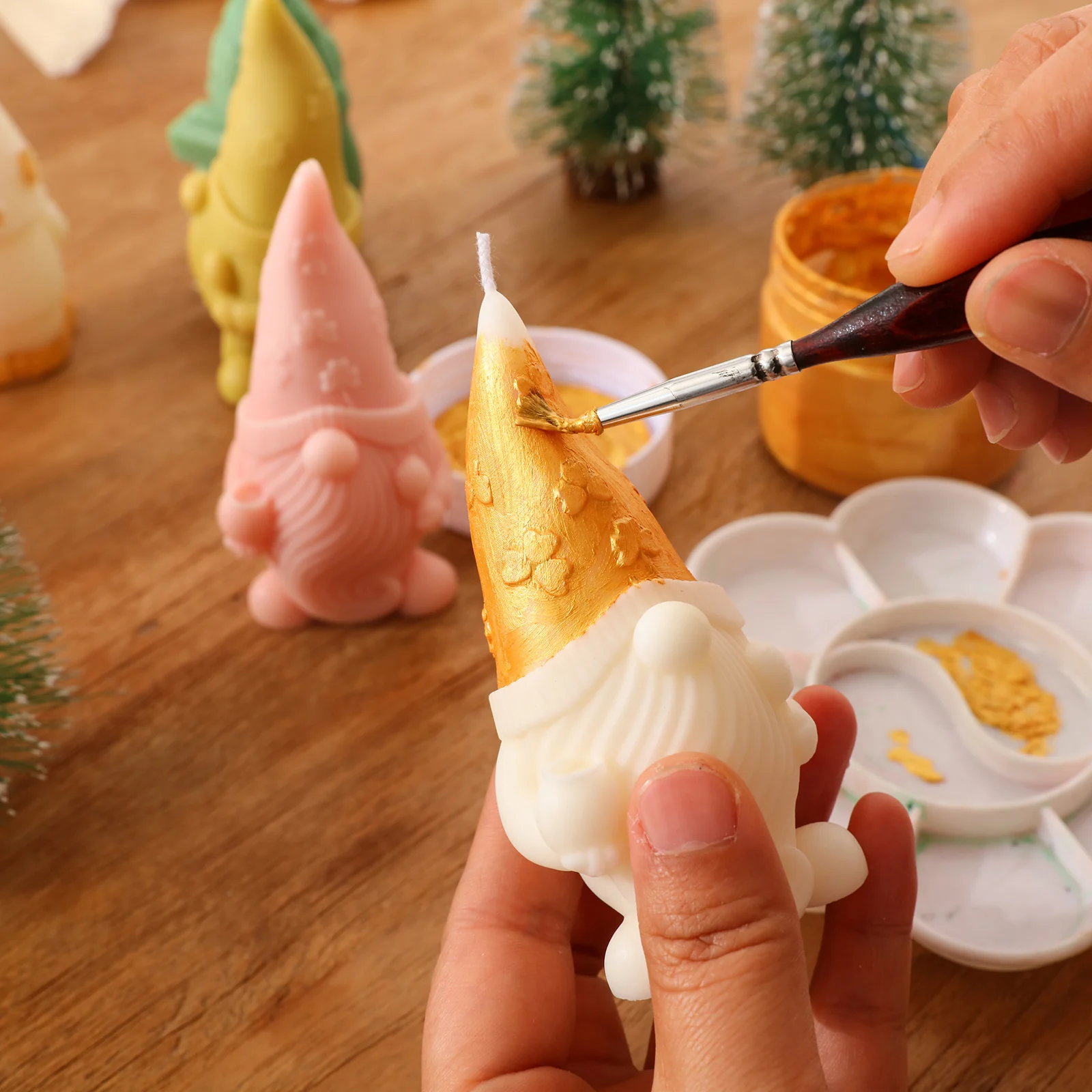 Christmas Floral Hat Gnome Candle Silicone Mold - Image 4