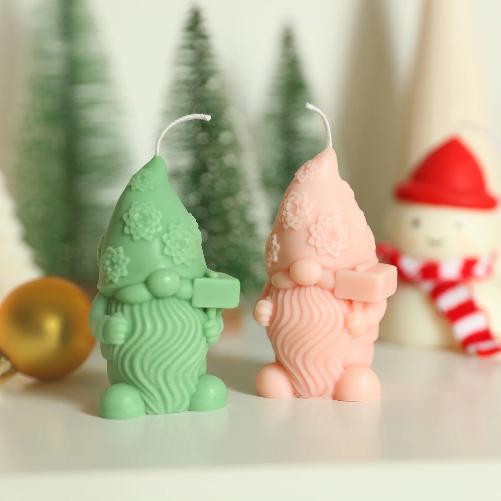 Christmas Floral Hat Gnome Candle Silicone Mold - Image 5