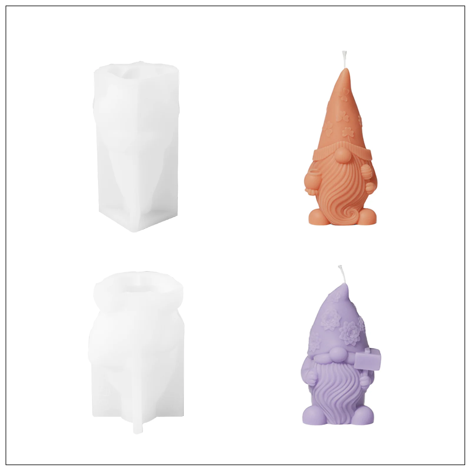 Christmas Floral Hat Gnome Candle Silicone Mold - Image 8
