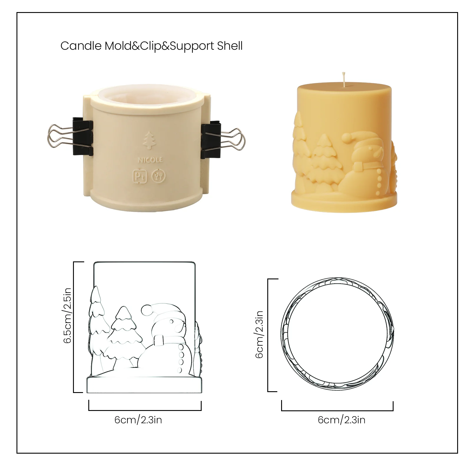 Embossed Christmas-themed Pillar Candle Mold - Image 9