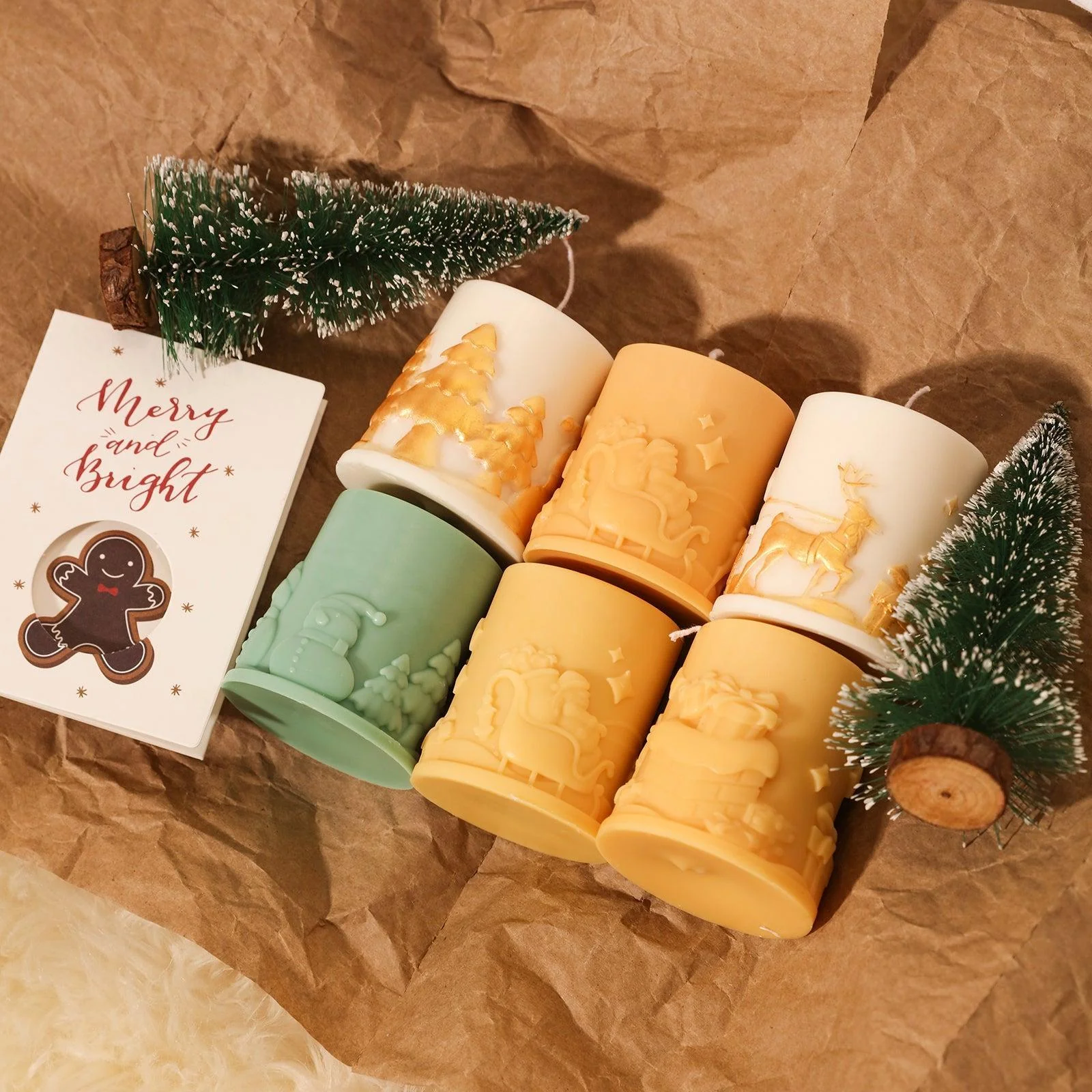 Embossed Christmas-themed Pillar Candle Mold - Image 6