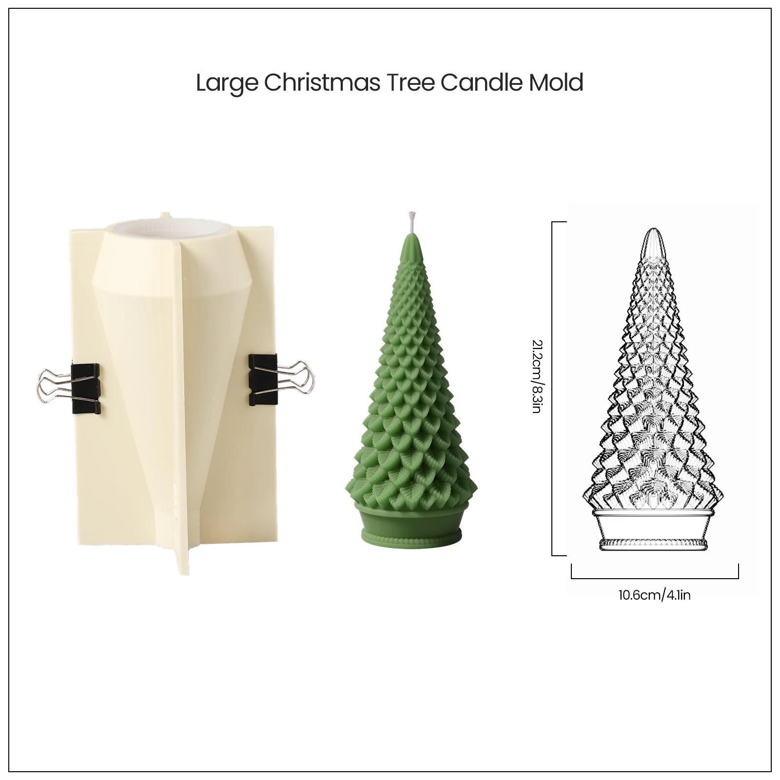 9'' Conical Christmas Tree Candle Silicone Mold - Image 10