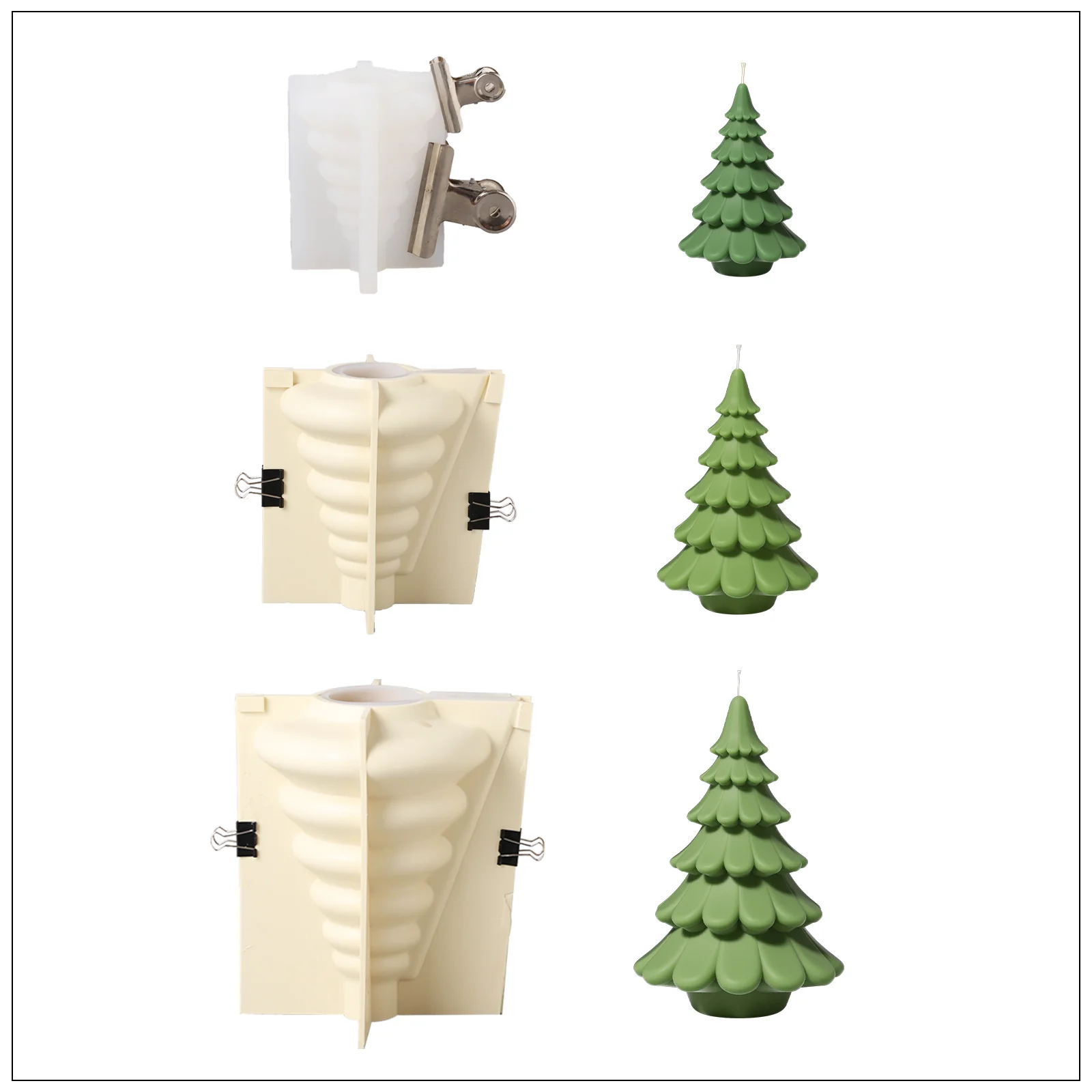 8.5'' Layered Christmas Tree Candle Silicone Mold - Image 10