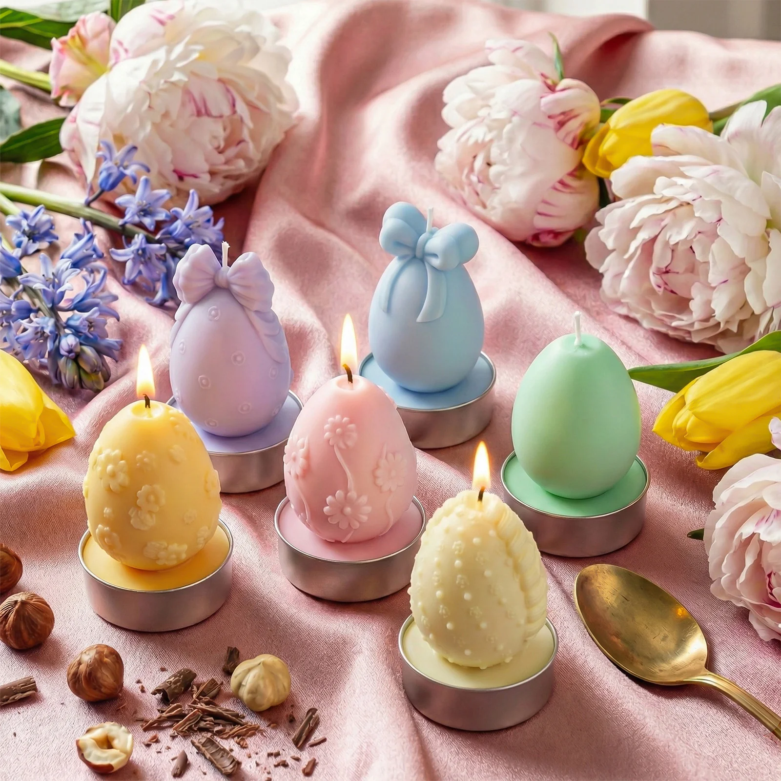 Easter's Floral Egg Delights Tealight Candle Silicone Mold Collection - Image 2
