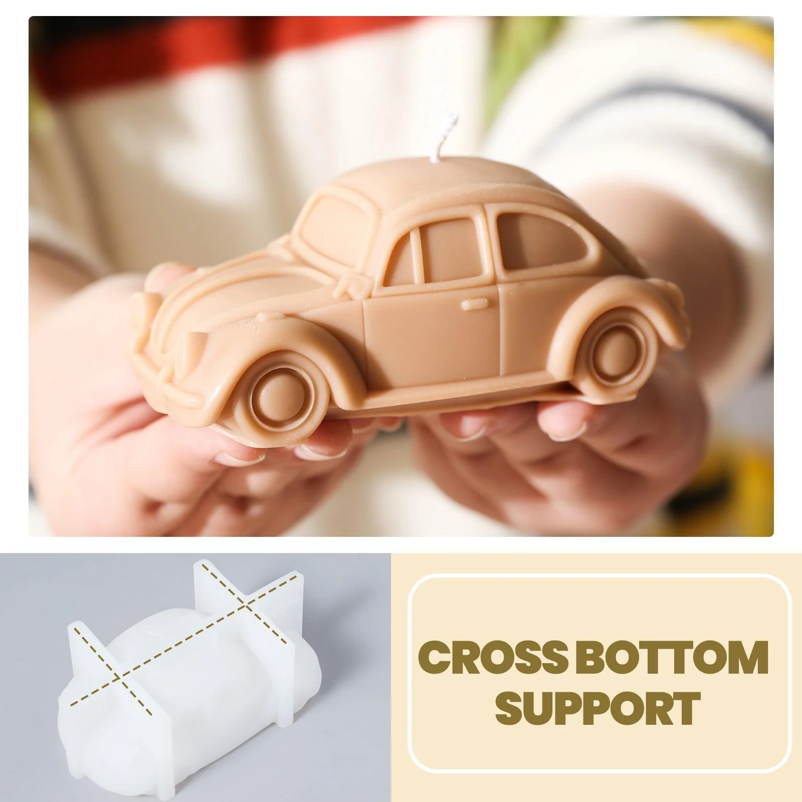 Classic Vintage Beetle Coupe Car Candle Silicone Mold - Image 9