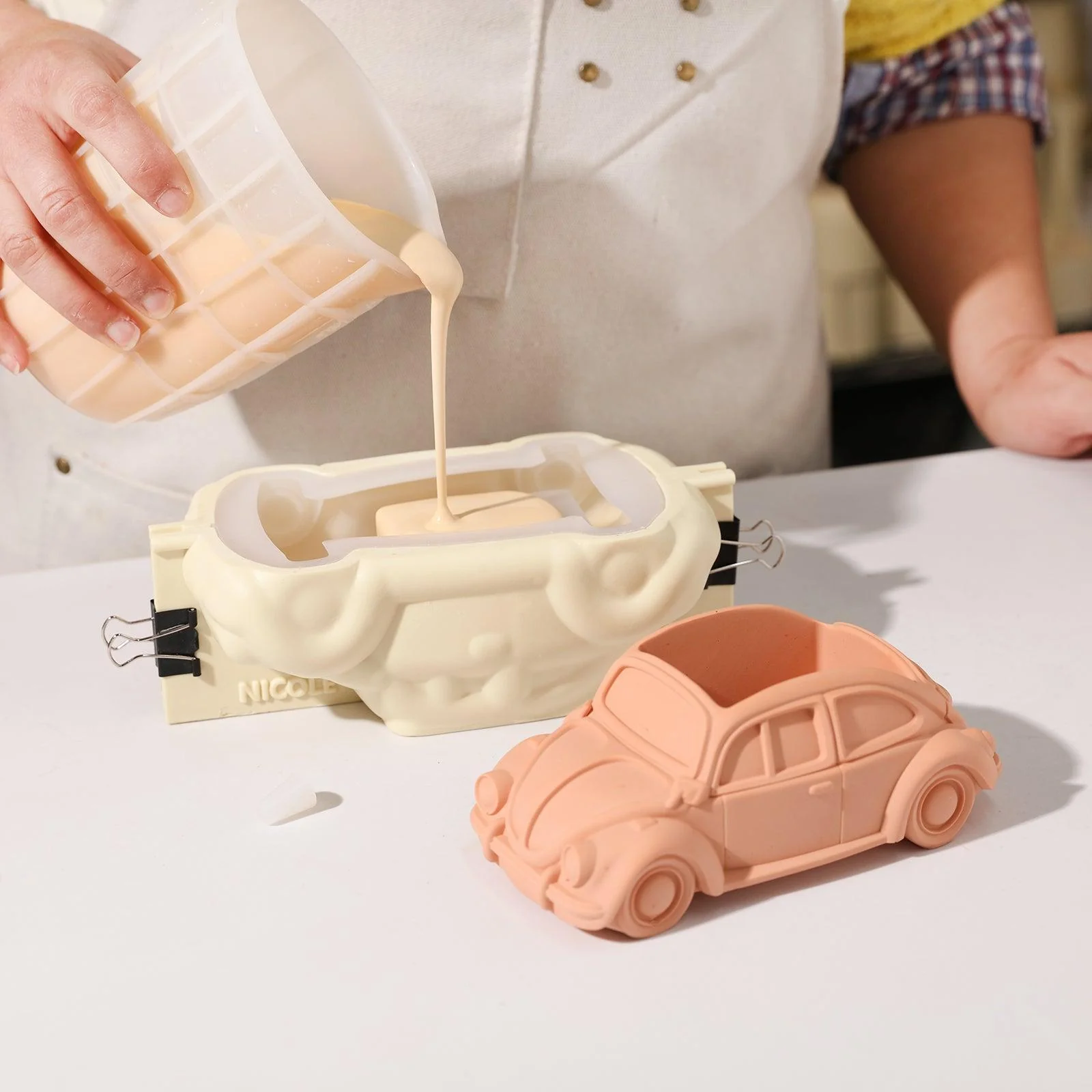 Classic Retro Beetle Coupe Car Plant Pot Silicone Mold - Image 2