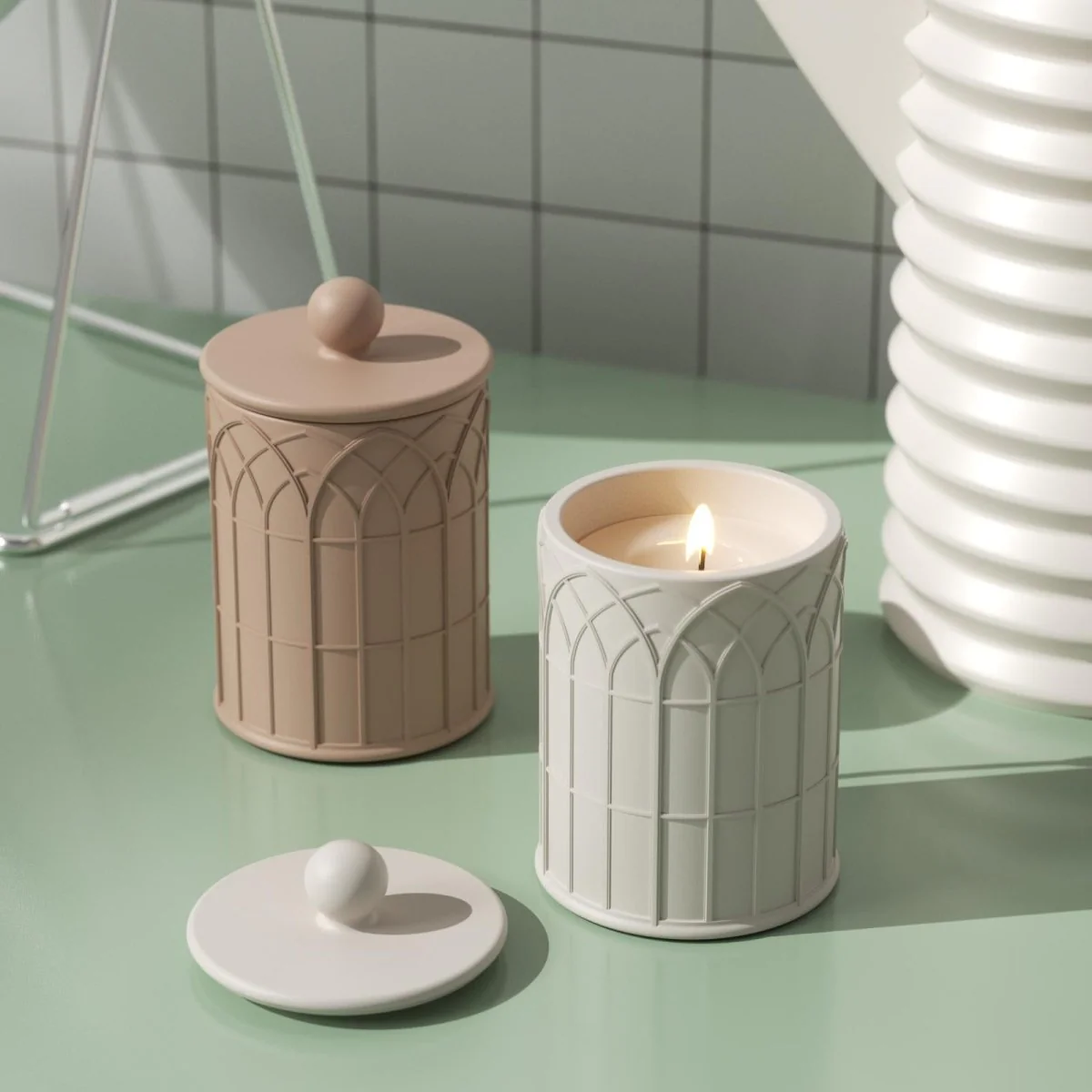 Cathedral Light Candle Jar Silicone Mold & 9 oz Candle Refill Silicone Mold - Image 4