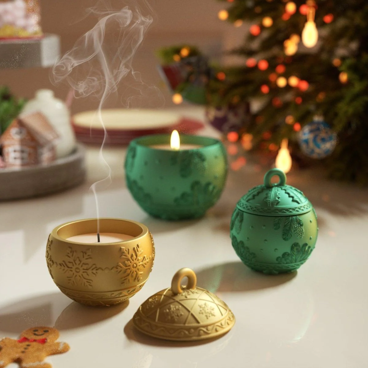 Christmas Charm Bauble Light Candle Jar Silicone Mold Collection - Image 6