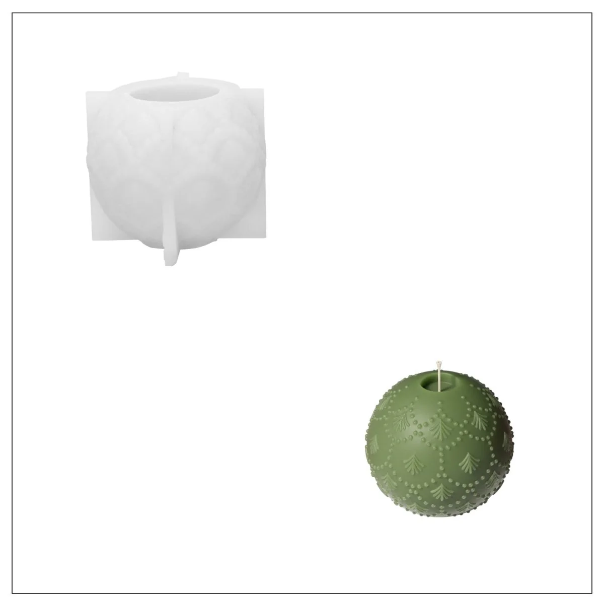 Ornate Lace Christmas Bauble Candle Silicone Mold - Image 12