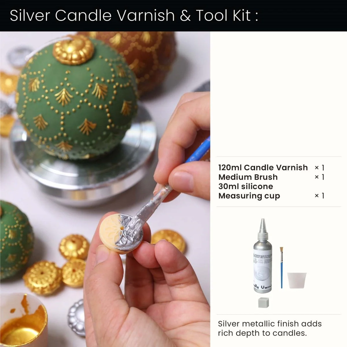 Ornate Lace Christmas Bauble Candle Silicone Mold - Image 17