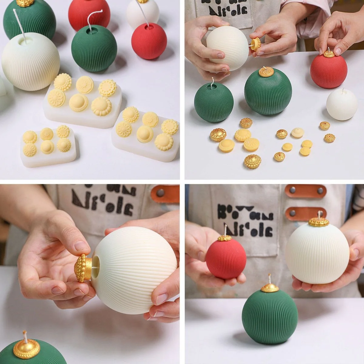 Elegant Stripes Christmas Bauble Candle Silicone Mold - Image 6