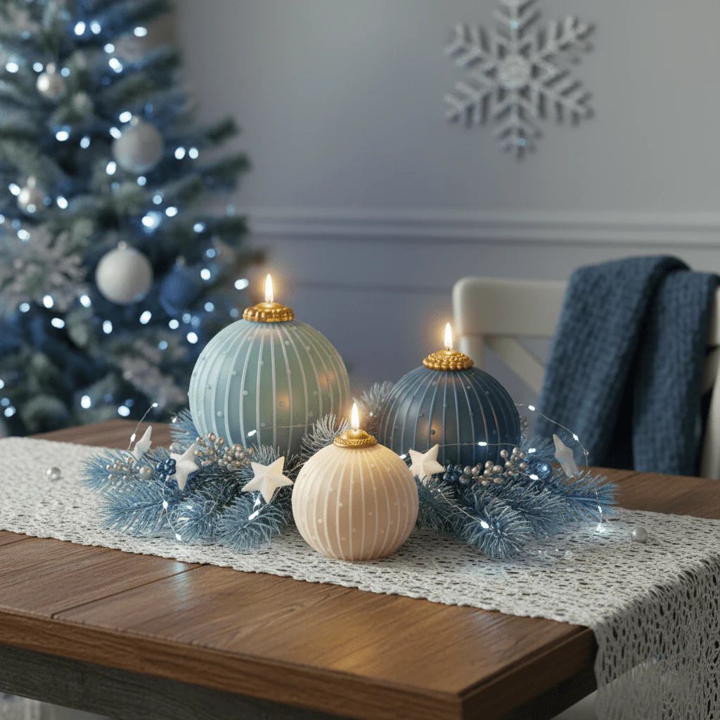 Starlit Dots Christmas Bauble Candle Silicone Mold - Image 2
