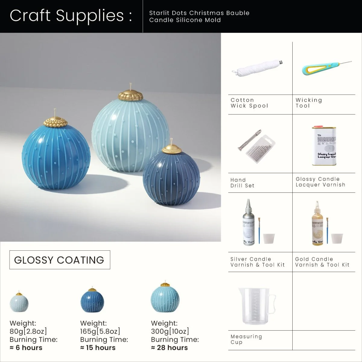 Starlit Dots Christmas Bauble Candle Silicone Mold - Image 8