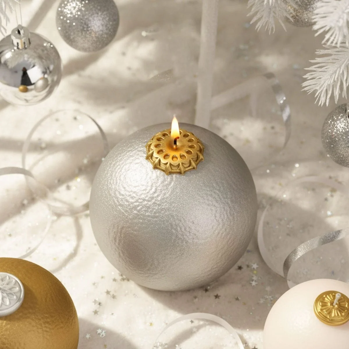 Frosted Charm Christmas Bauble Candle Silicone Mold - Image 3