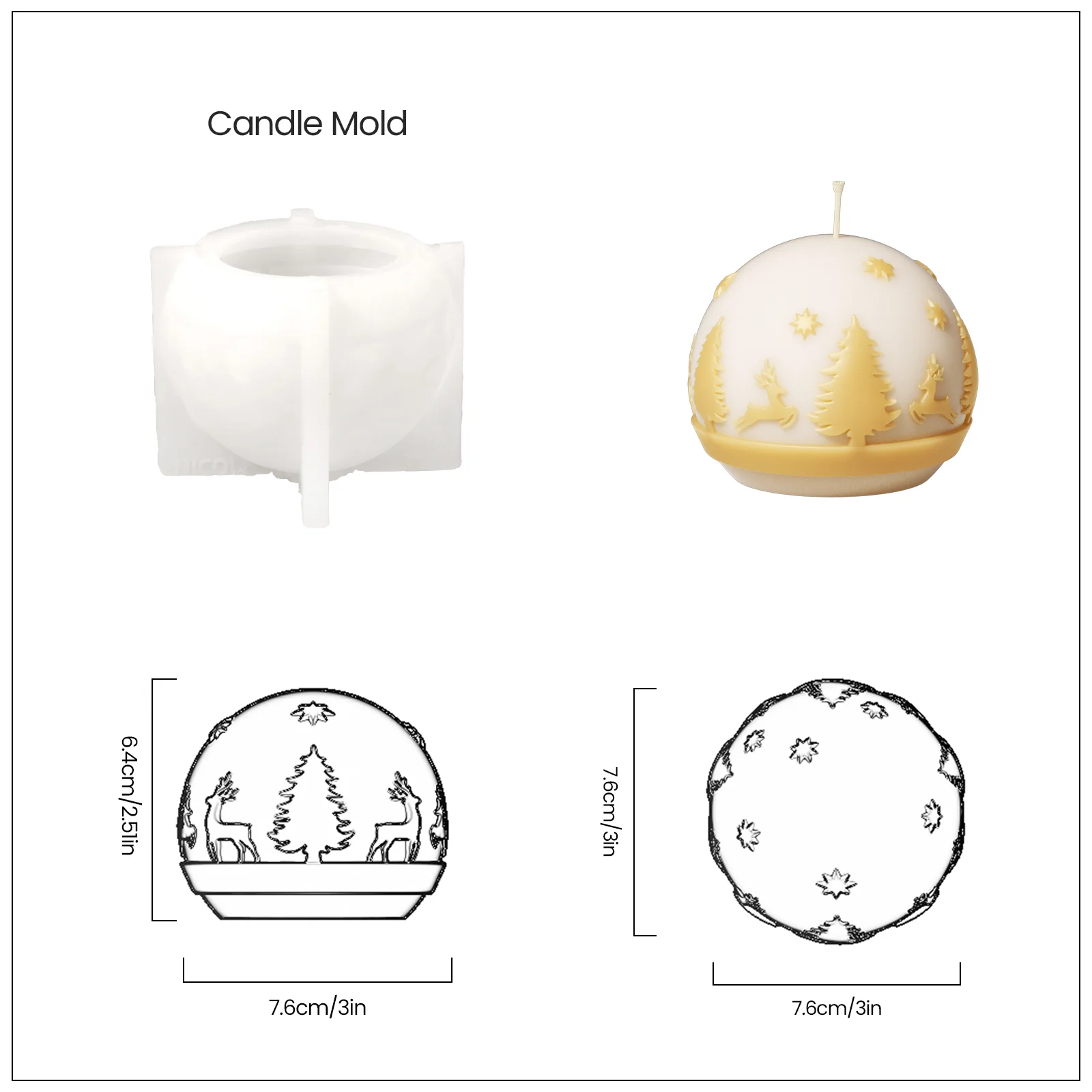Christmas Pattern Candle Collection Silicone Mold - Image 12