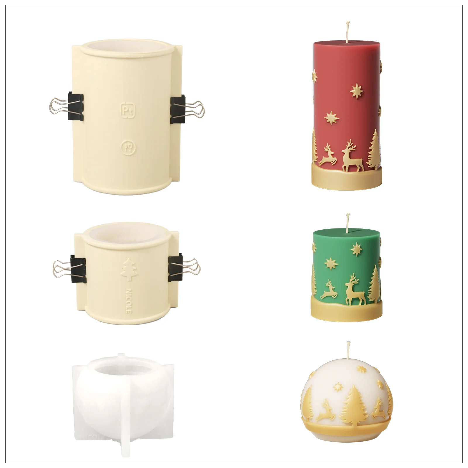 Christmas Pattern Candle Collection Silicone Mold - Image 13