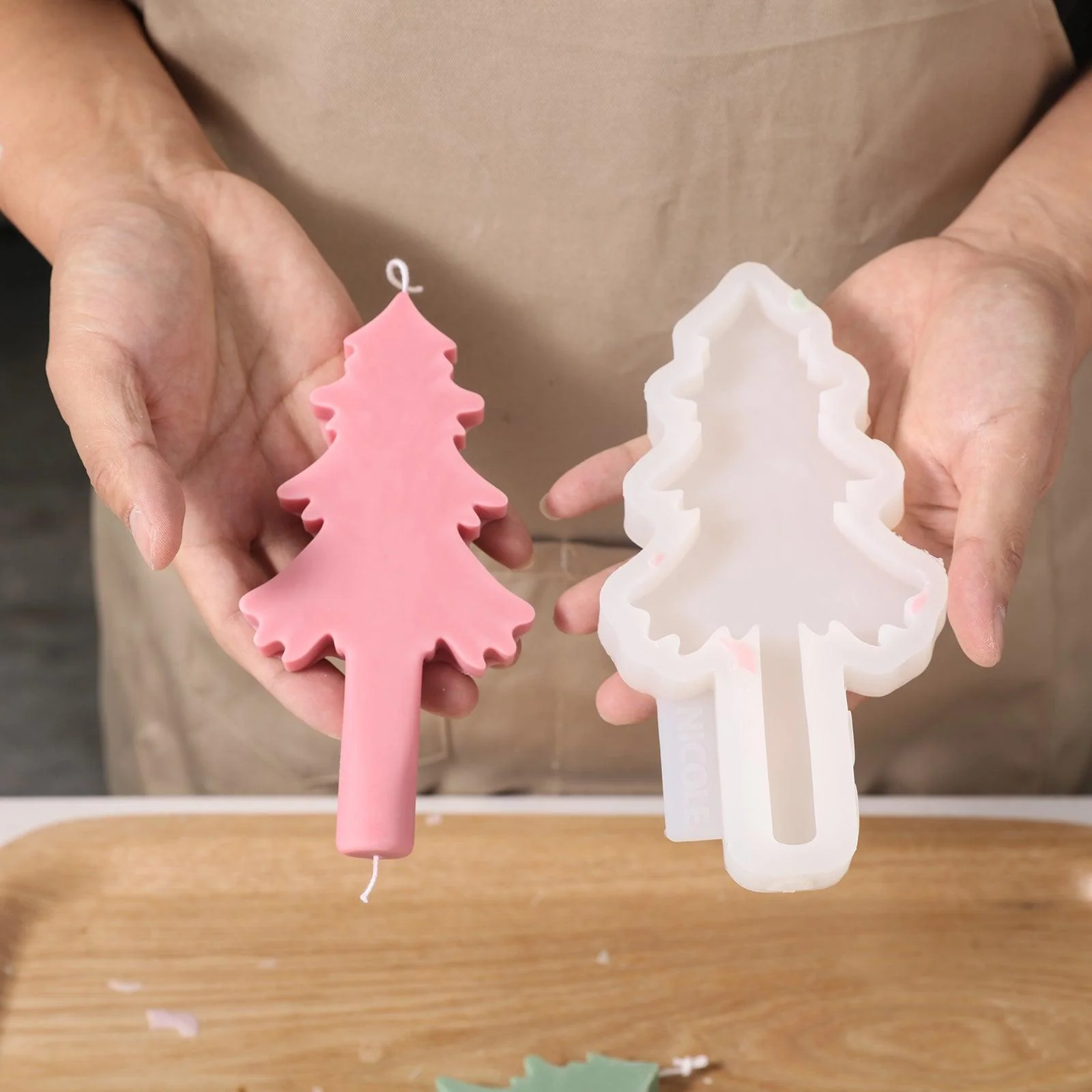 Christmas Evergreen Tree Silhouette Taper Candle Silicone Mold - Image 3