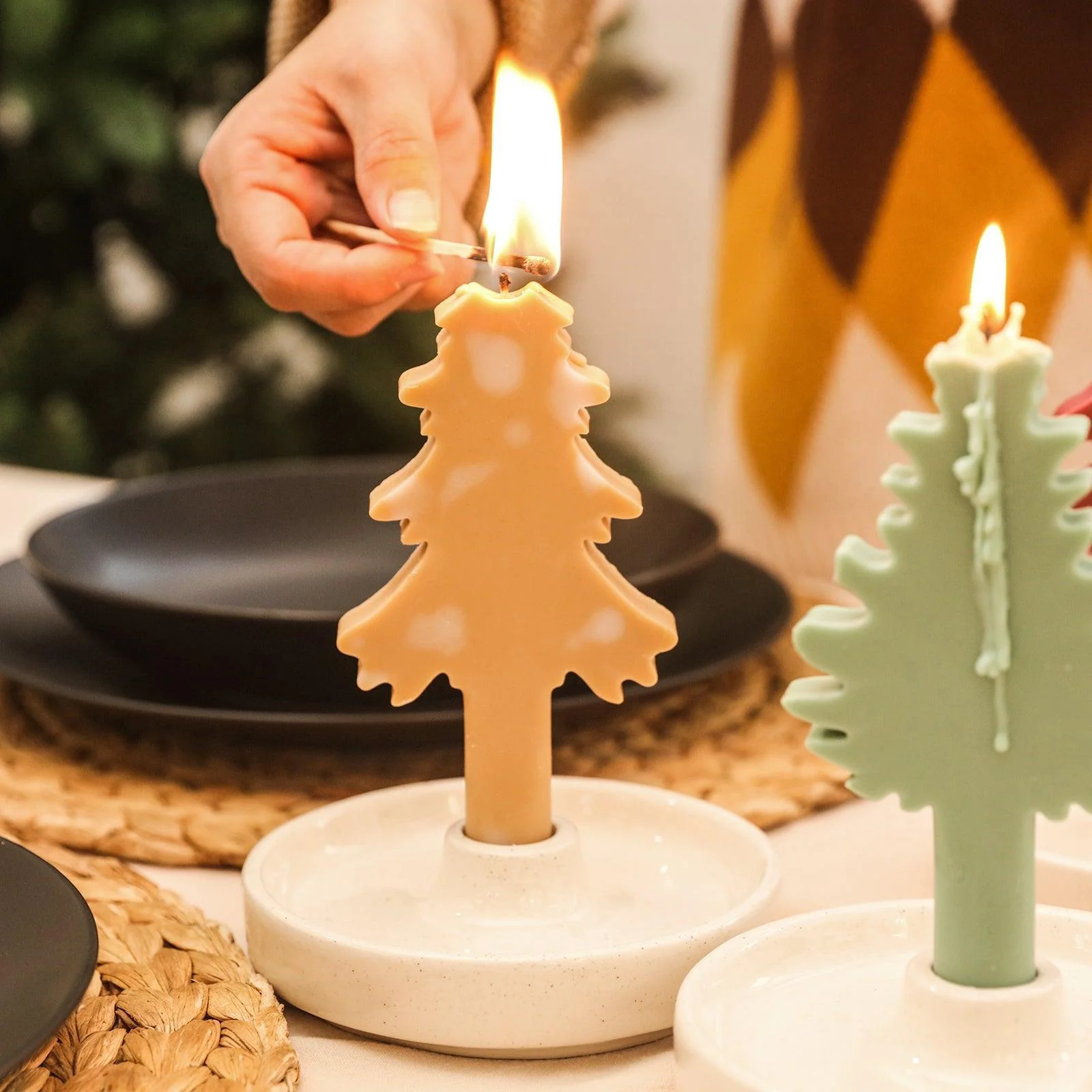 Christmas Evergreen Tree Silhouette Taper Candle Silicone Mold - Image 4