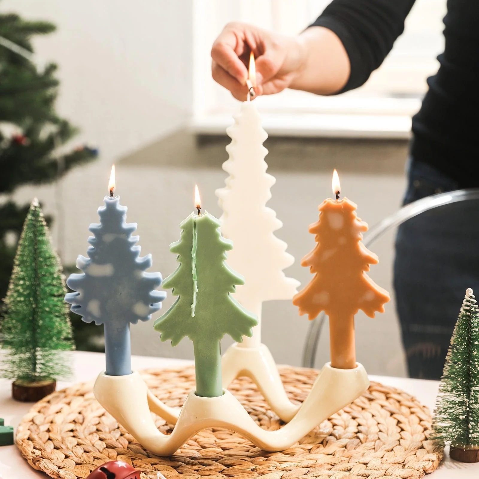 Christmas Evergreen Tree Silhouette Taper Candle Silicone Mold - Image 5
