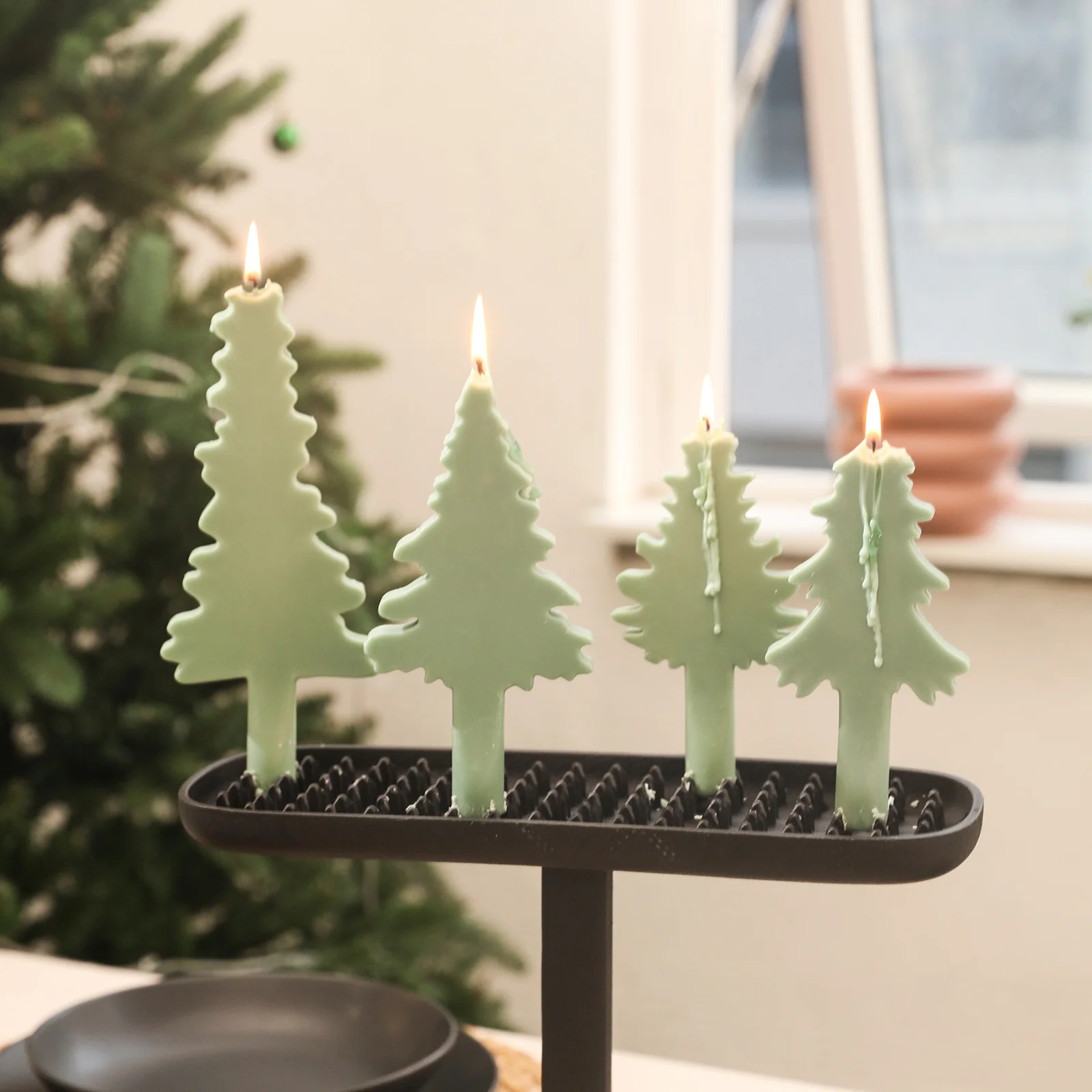 Christmas Evergreen Tree Silhouette Taper Candle Silicone Mold - Image 6