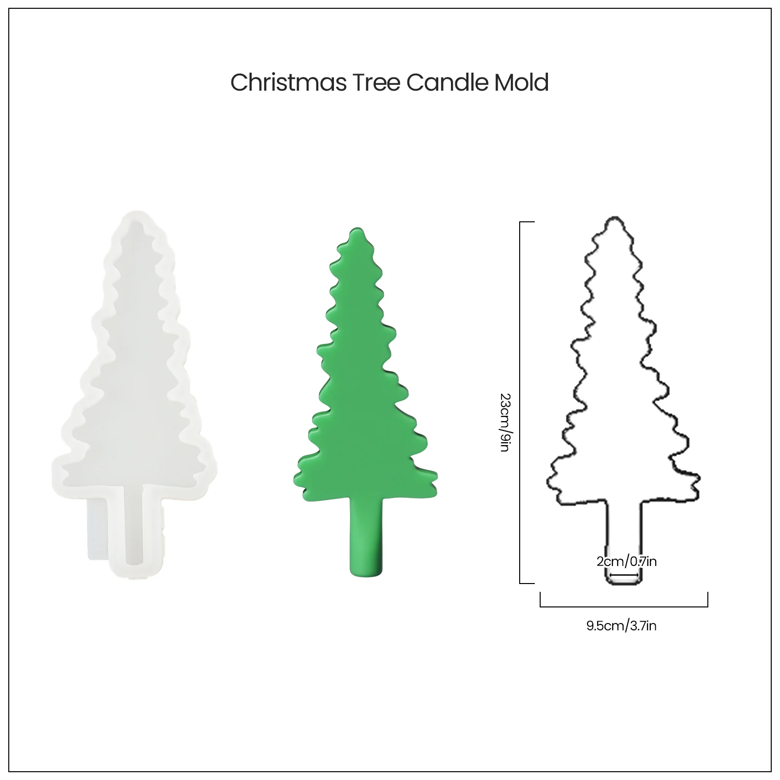 Christmas Evergreen Tree Silhouette Taper Candle Silicone Mold - Image 10