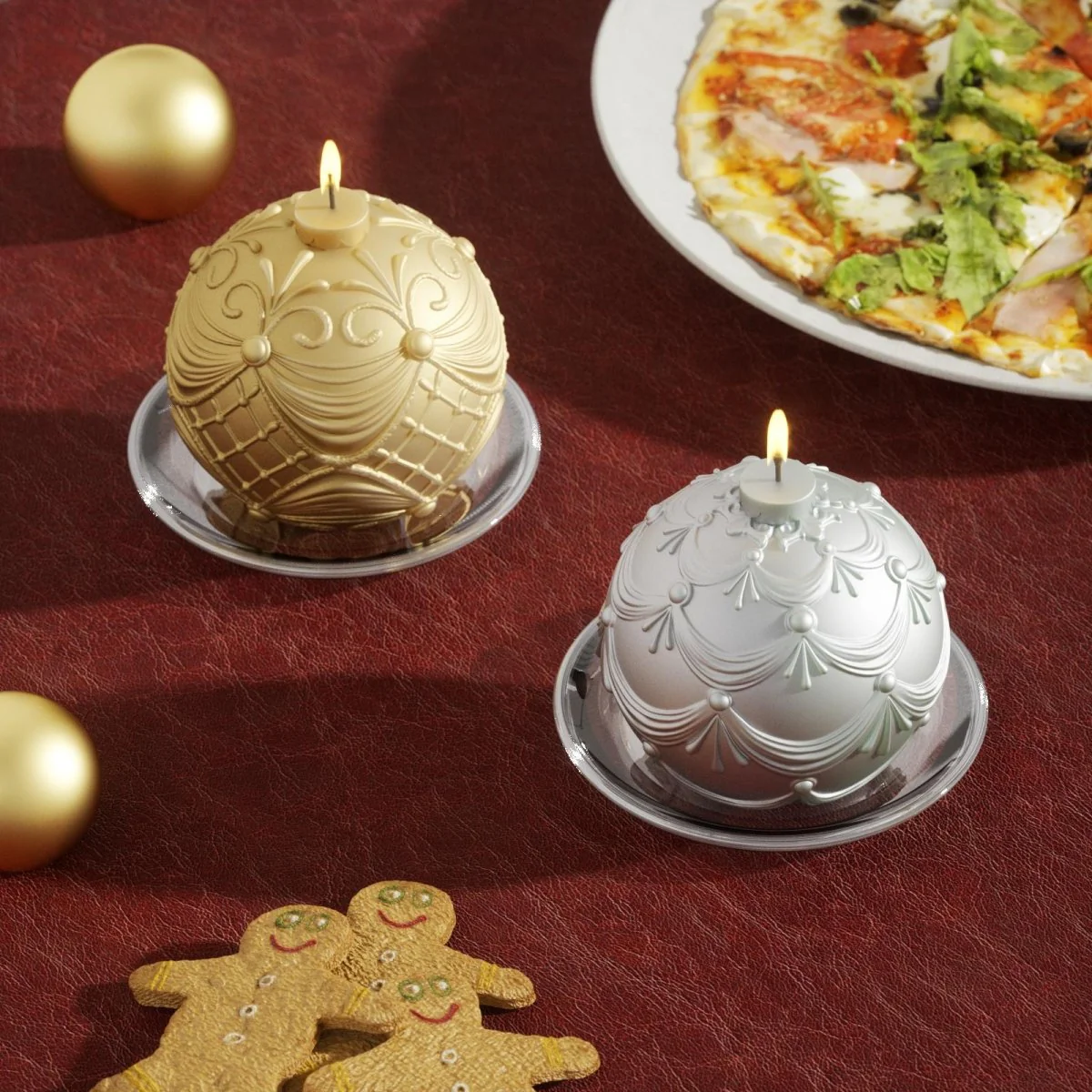Merry Christmas Bauble Light Candle Silicone Mold Collection - Image 6