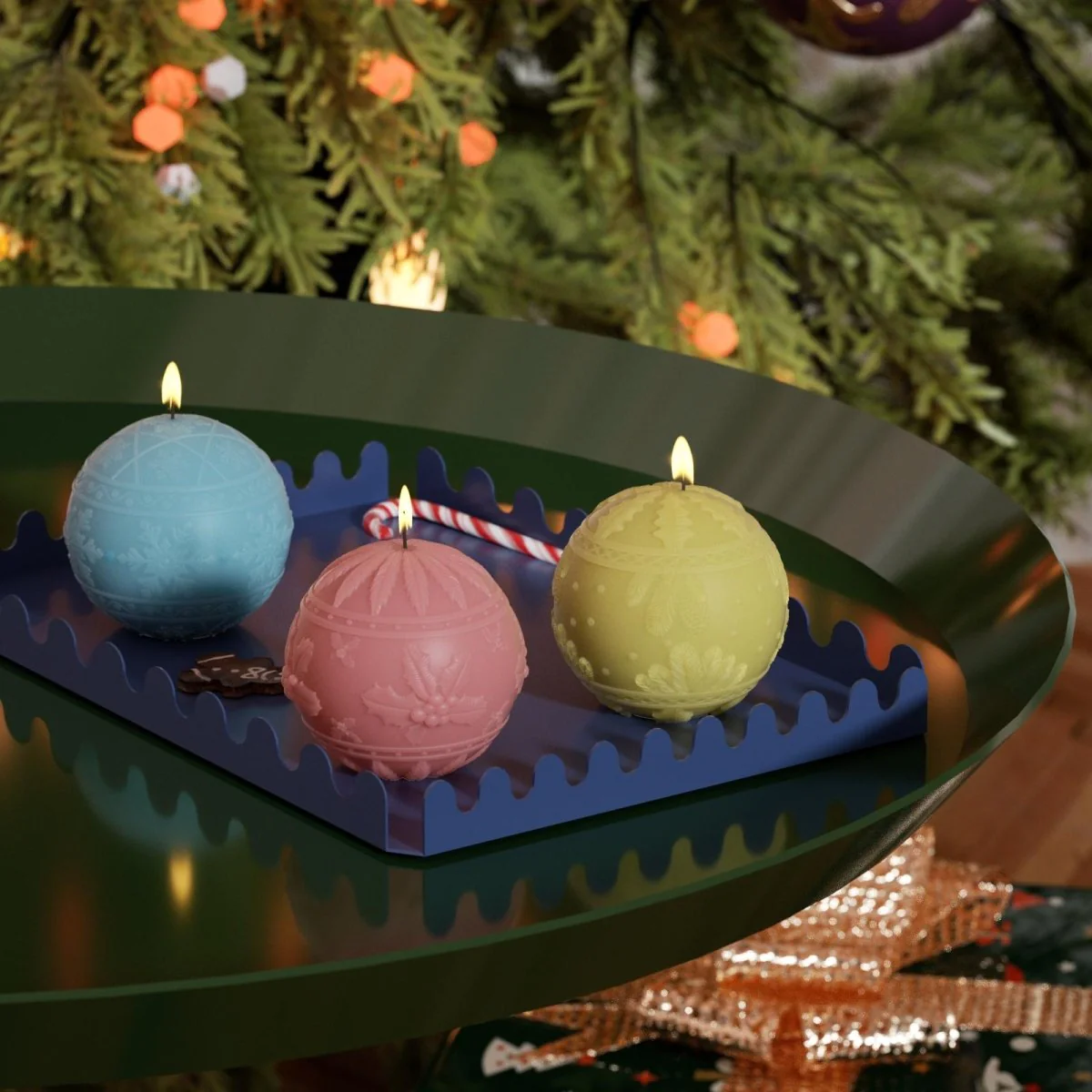 Christmas Charm Bauble Light Candle Silicone Mold Collection - Image 10