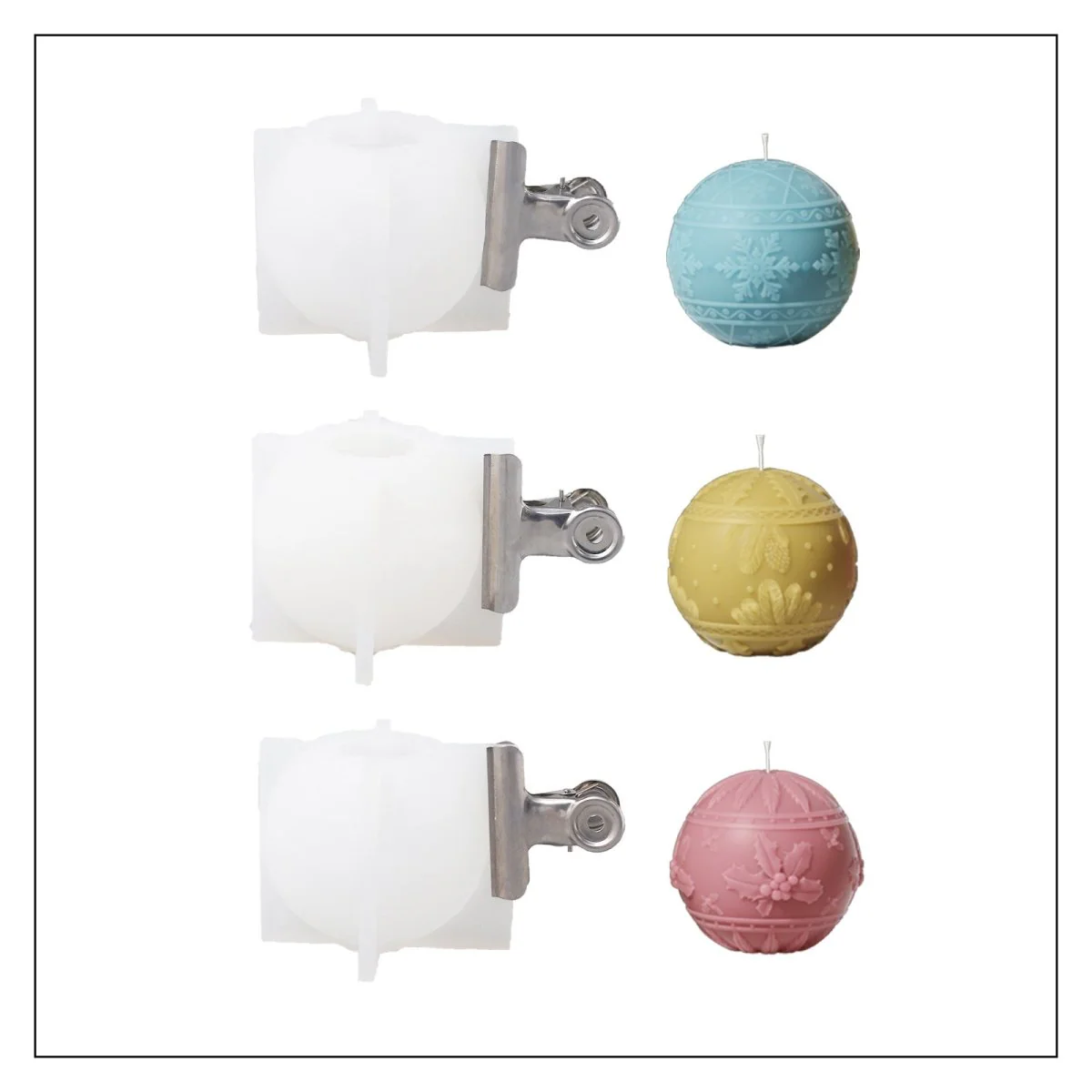 Christmas Charm Bauble Light Candle Silicone Mold Collection - Image 15