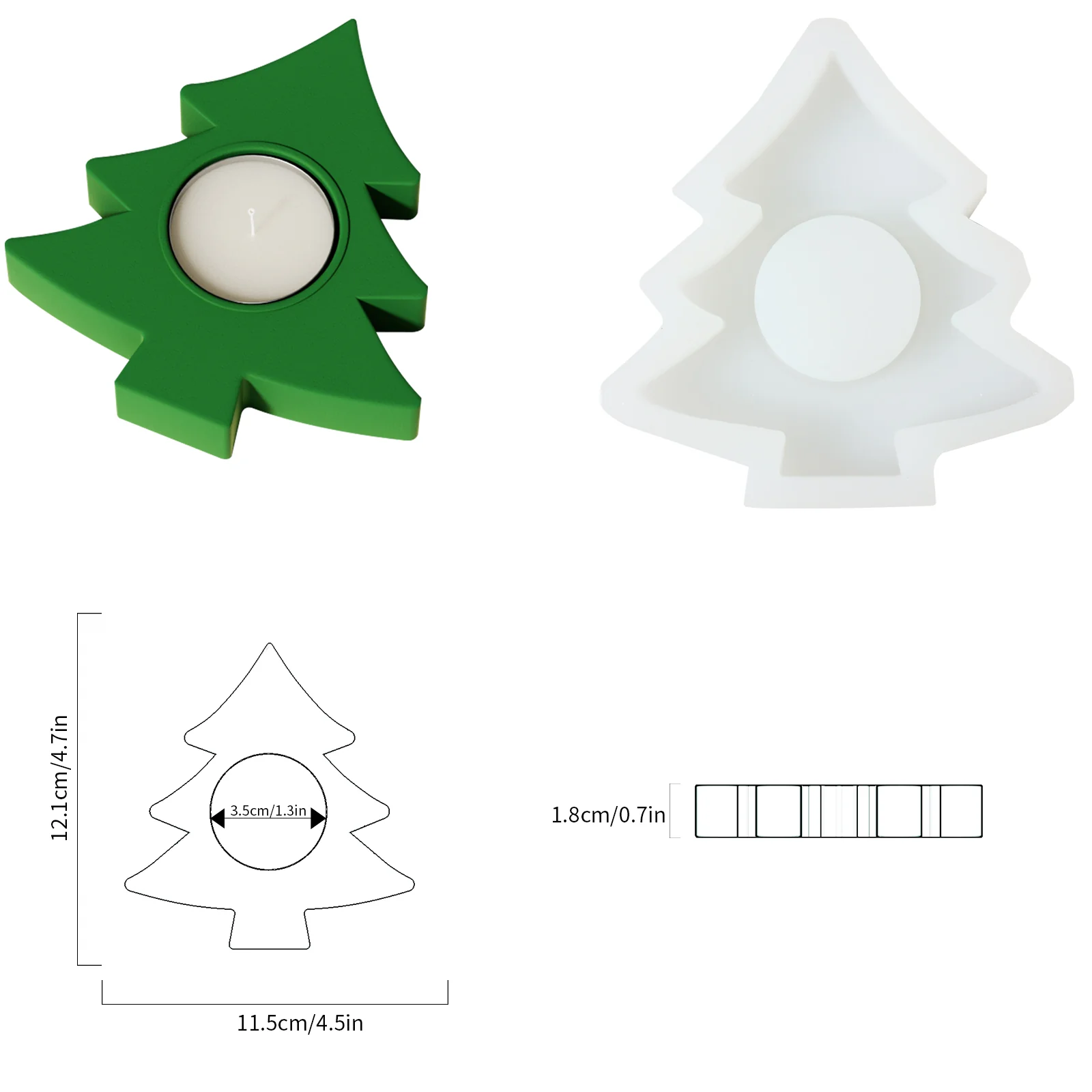 Christmas Tree Tealight Candle Holder Silicone Mold - Image 8