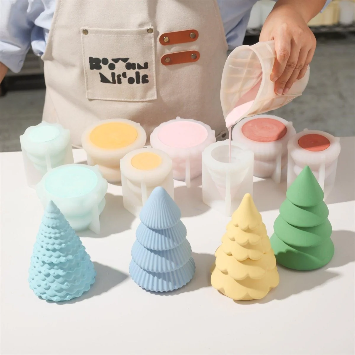 Winter Wonderland Christmas Tree Candle Jar Silicone Mold Collection - Image 2