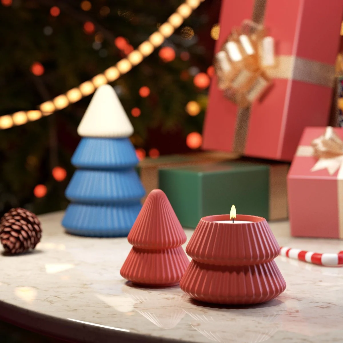 3.5oz Winter Wonderland Pleated Christmas Tree Candle Jar Silicone Mold - Image 5