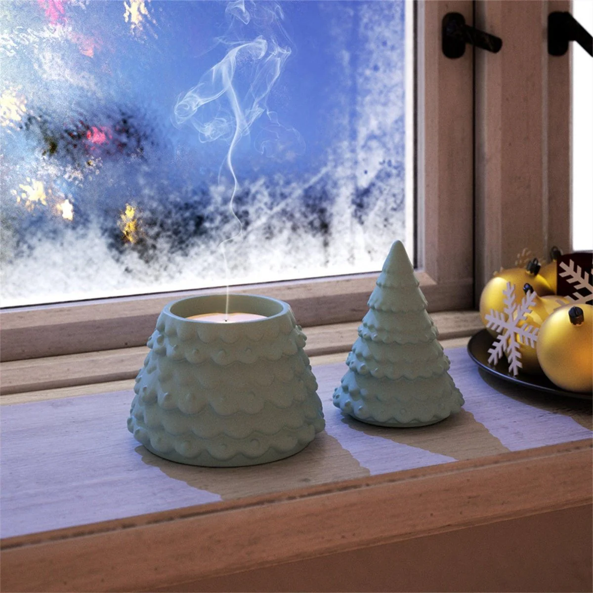 3.5oz Winter Wonderland Twinkling Christmas Tree Candle Jar Silicone Mold - Image 4