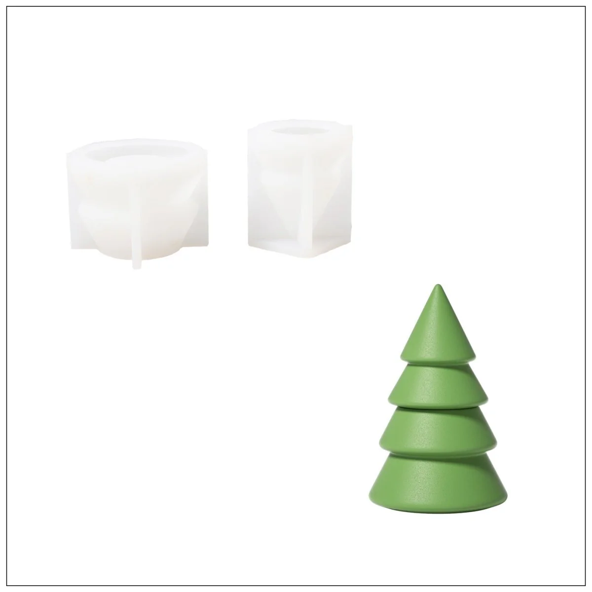 3.3oz Winter Wonderland Sleek Layered Christmas Tree Candle Jar Silicone Mold - Image 11