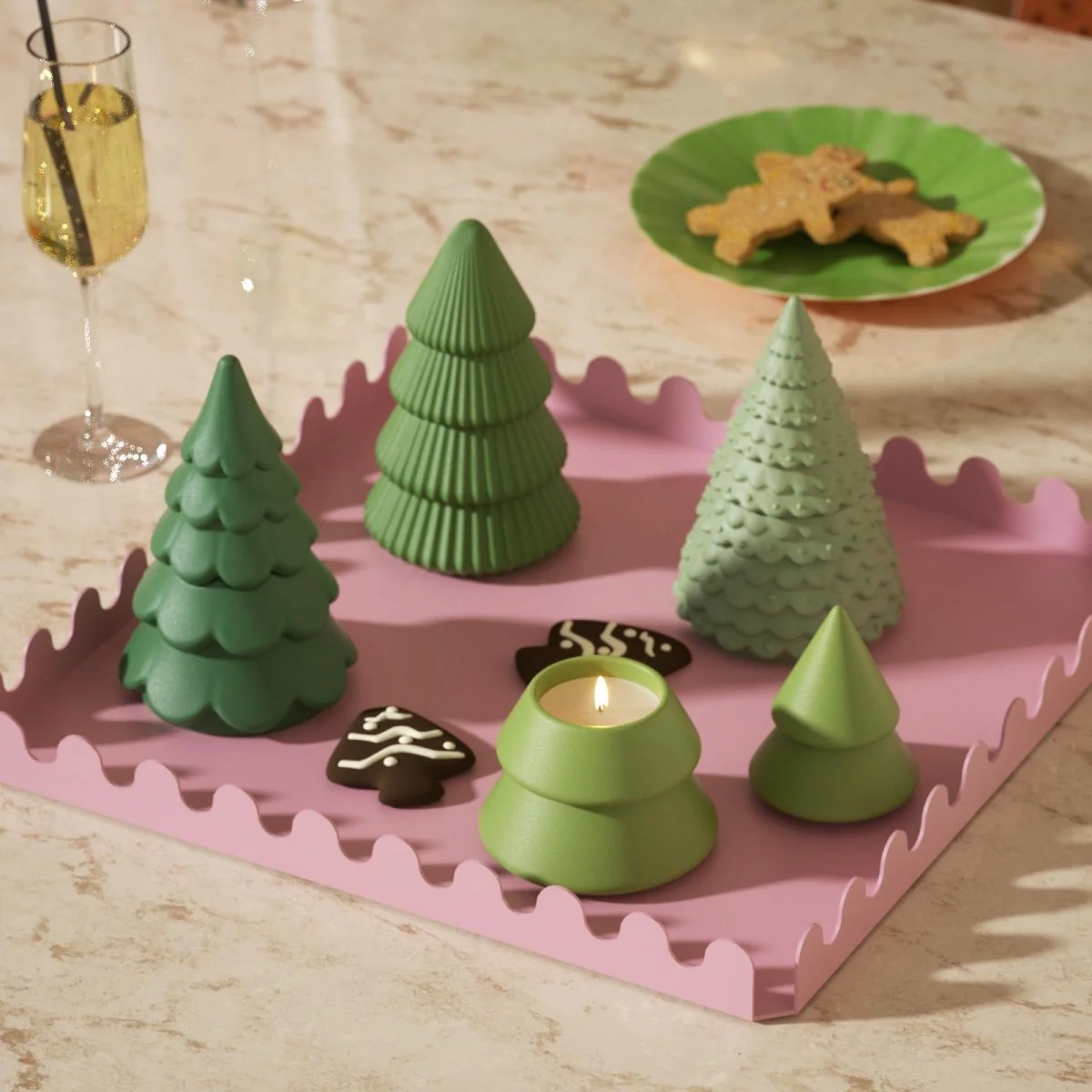 3.3oz Winter Wonderland Sleek Layered Christmas Tree Candle Jar Silicone Mold - Image 9
