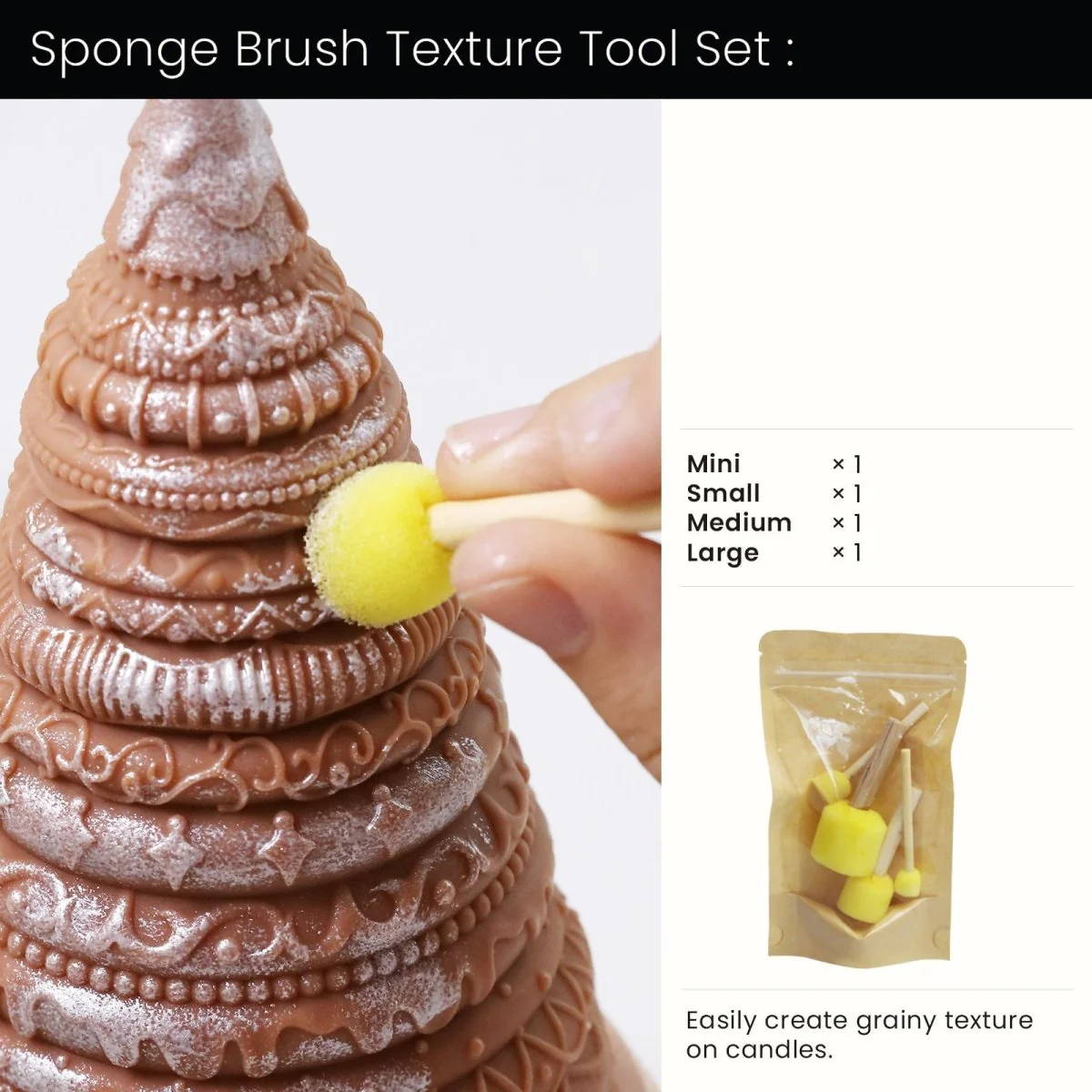 Frosted Confection Christmas Tree Candle Silicone Mold with Pedestal Silicone Mold - Image 15