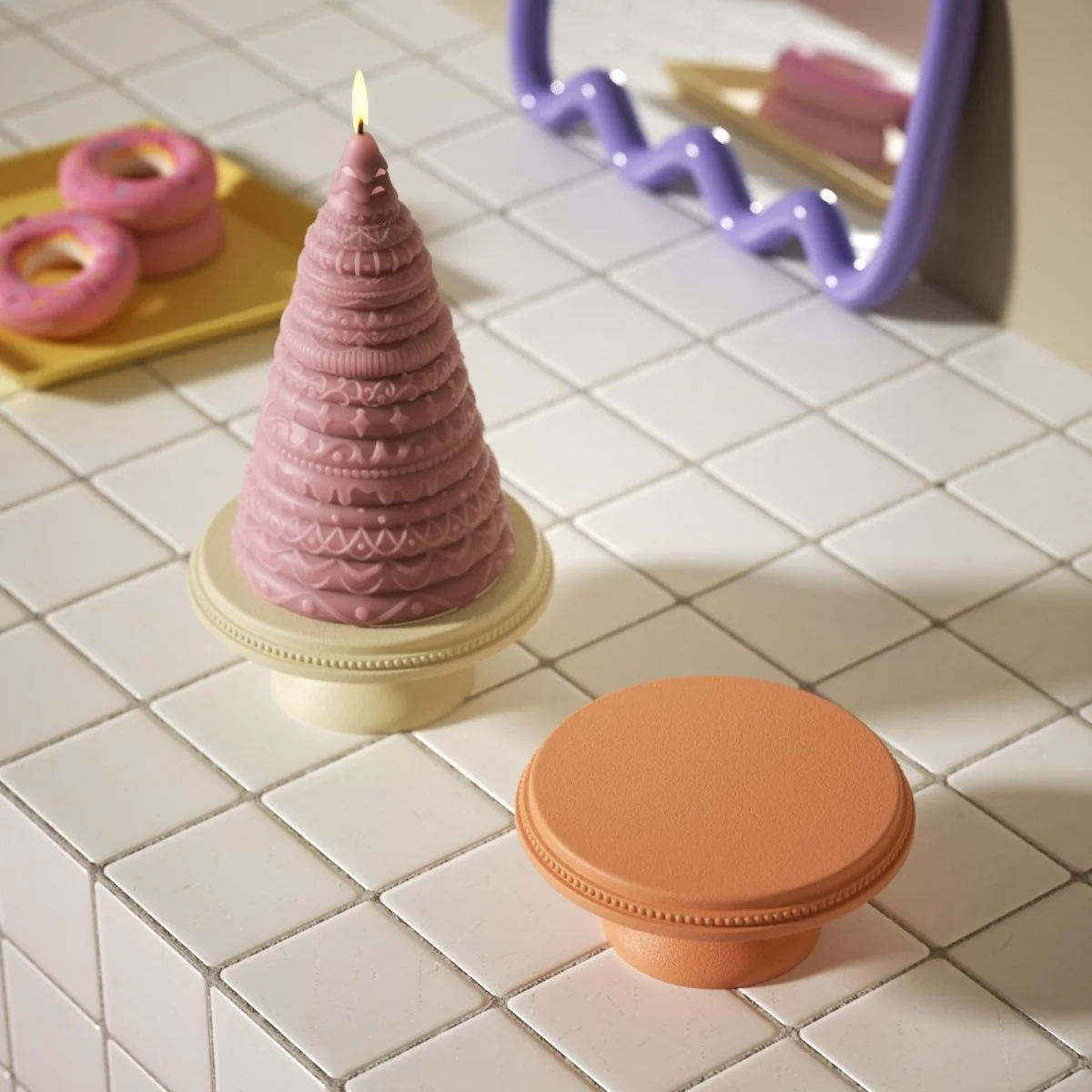 Frosted Confection Christmas Tree Candle Silicone Mold with Pedestal Silicone Mold - Image 8