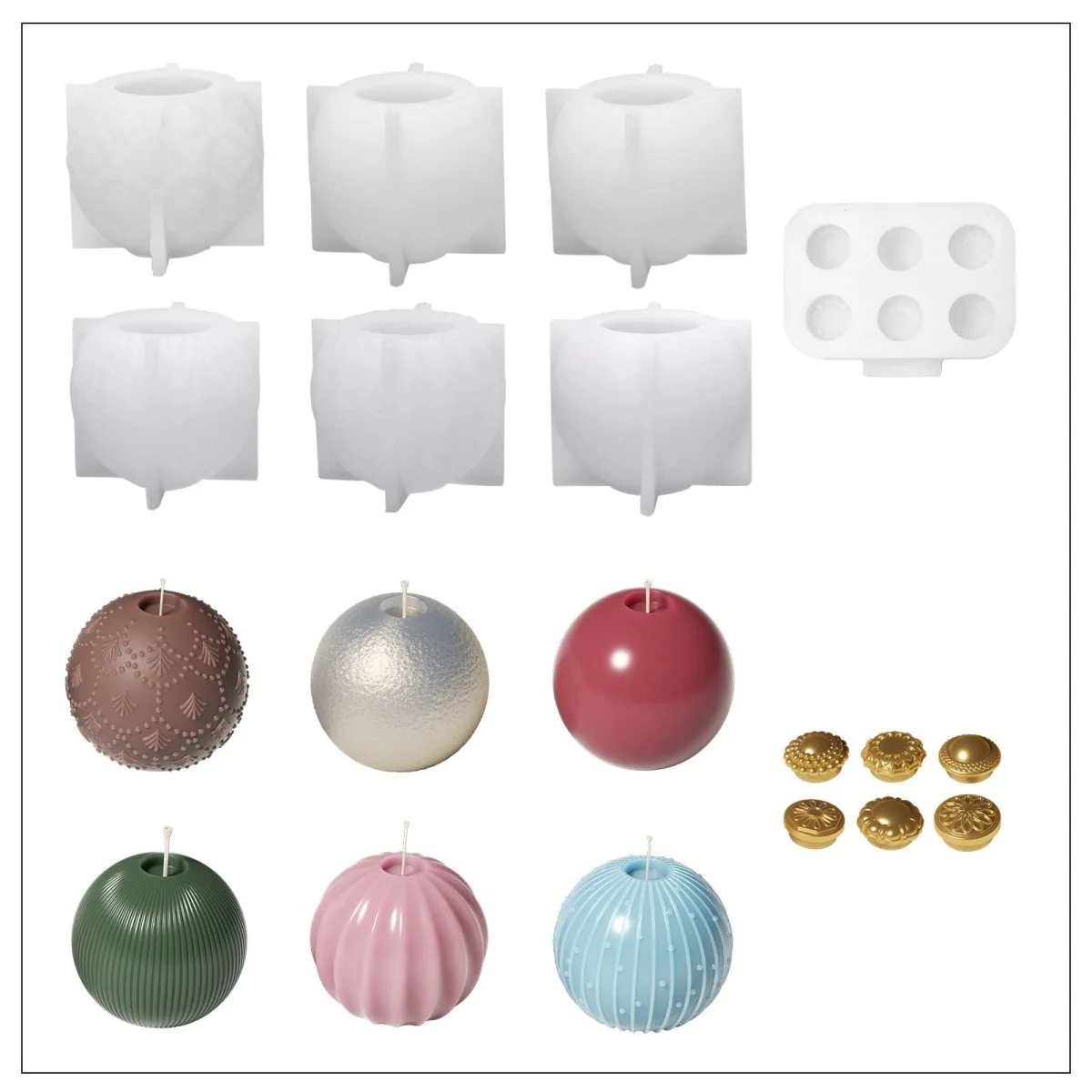 Christmas Baubles of Joy Candle Silicone Mold Collection - Image 11