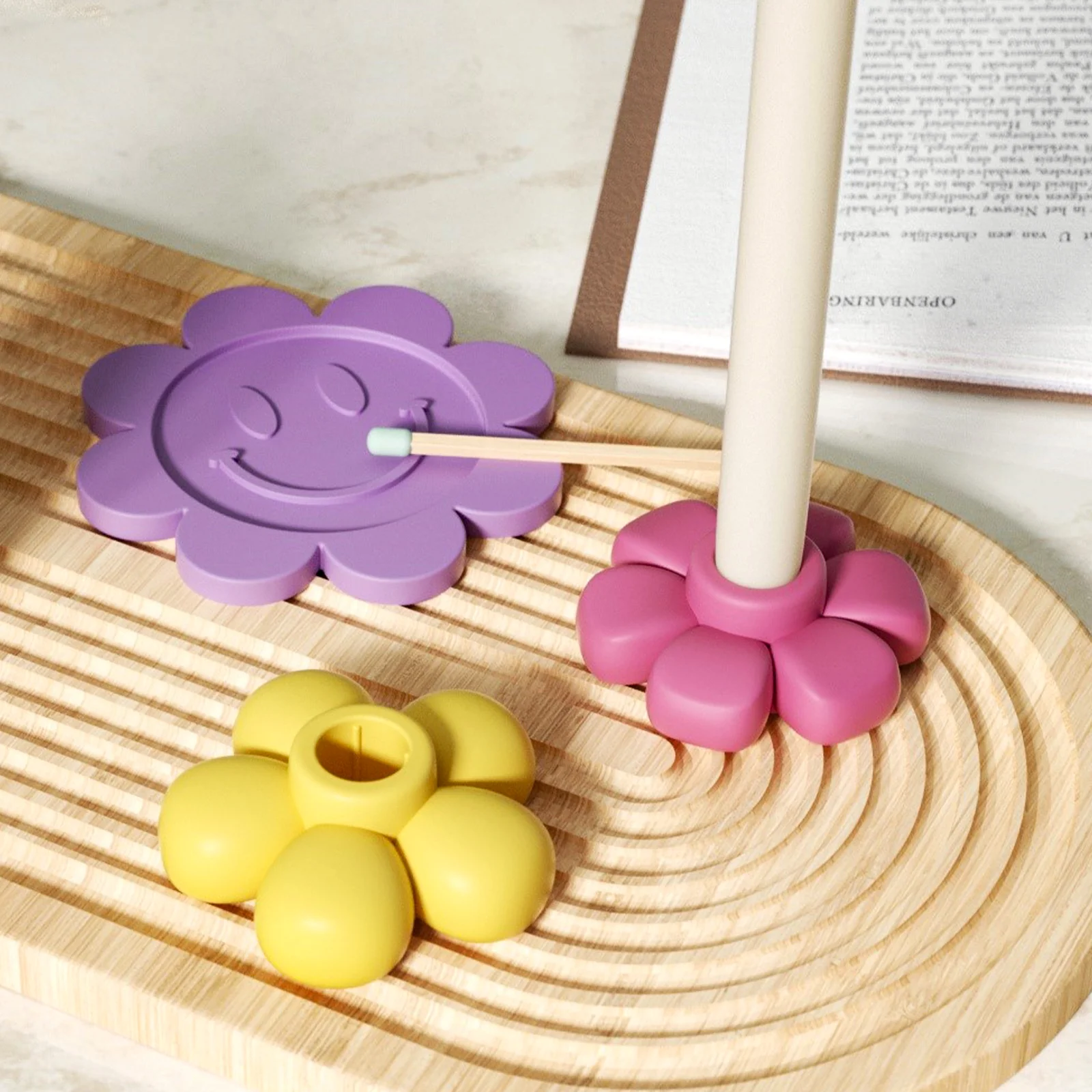 Floral Smile Face Coaster Concrete Silicone Mold - Image 7