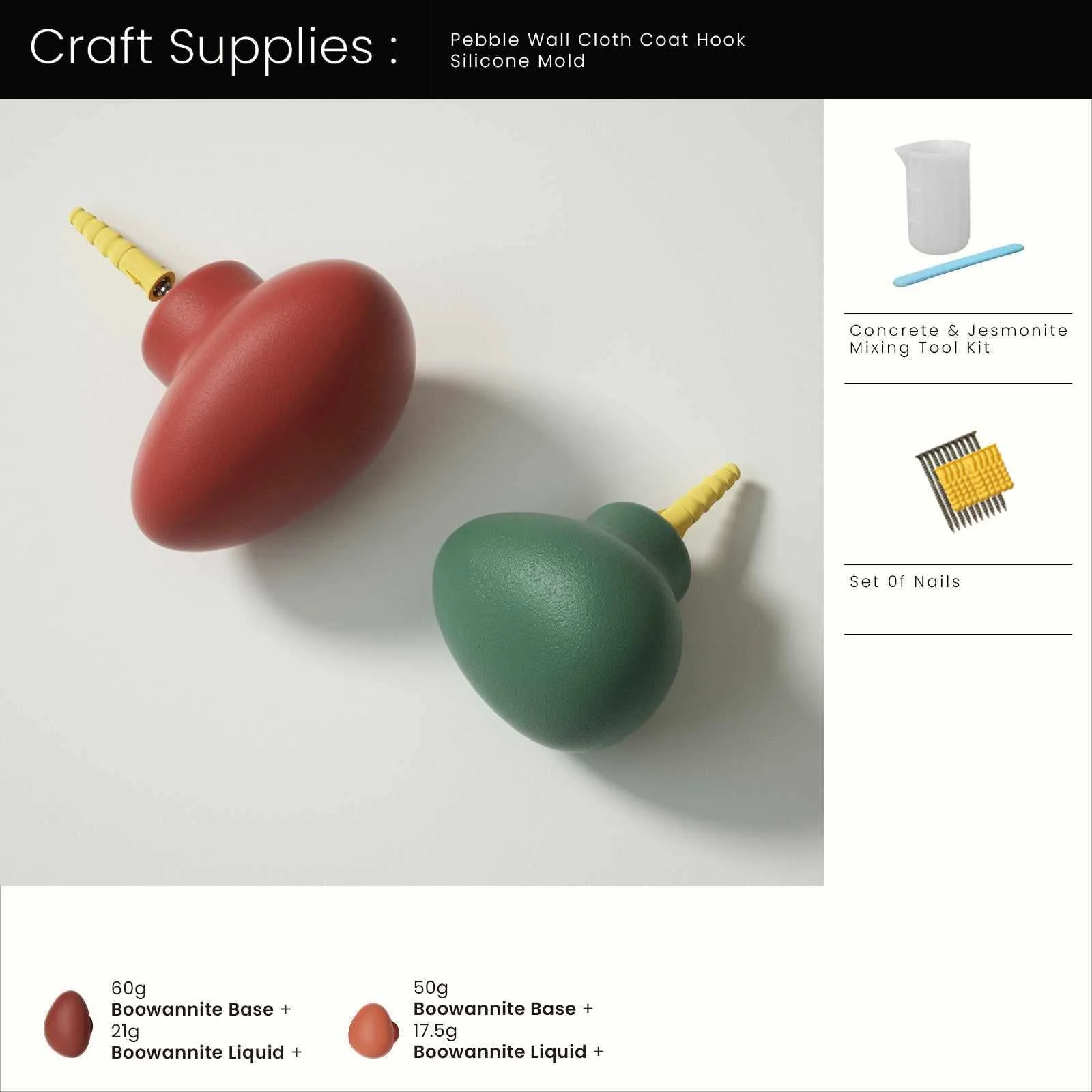 Pebble Wall Cloth Coat Hook Silicone Mold - Image 9