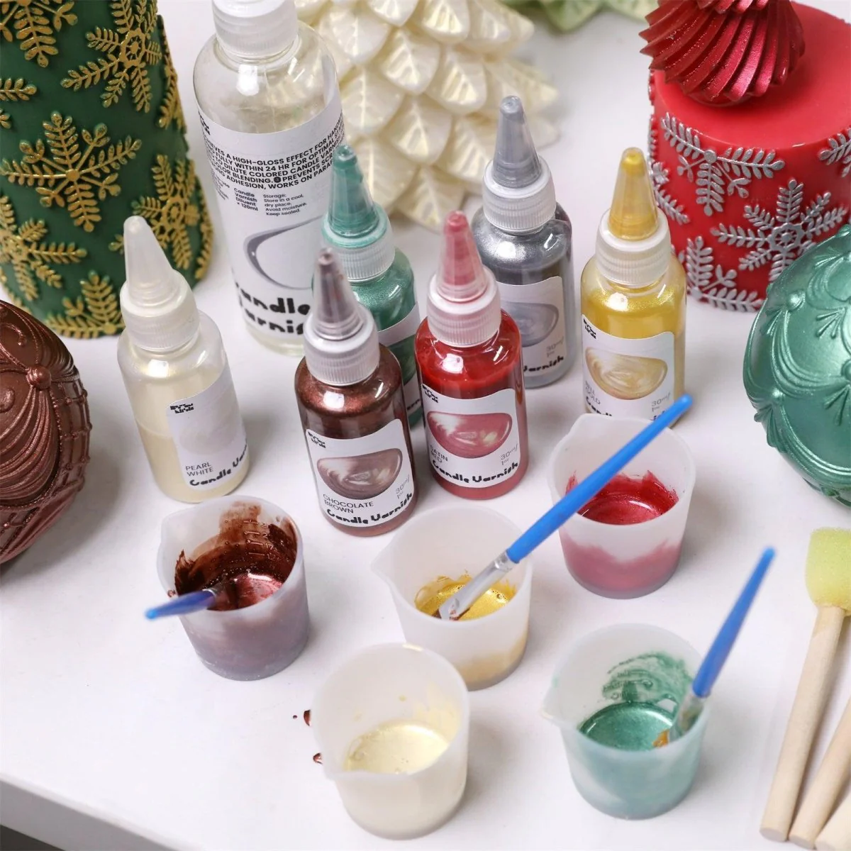 Colored Glossy Candle Varnish Set - 6 of Christmas Colors - Image 4