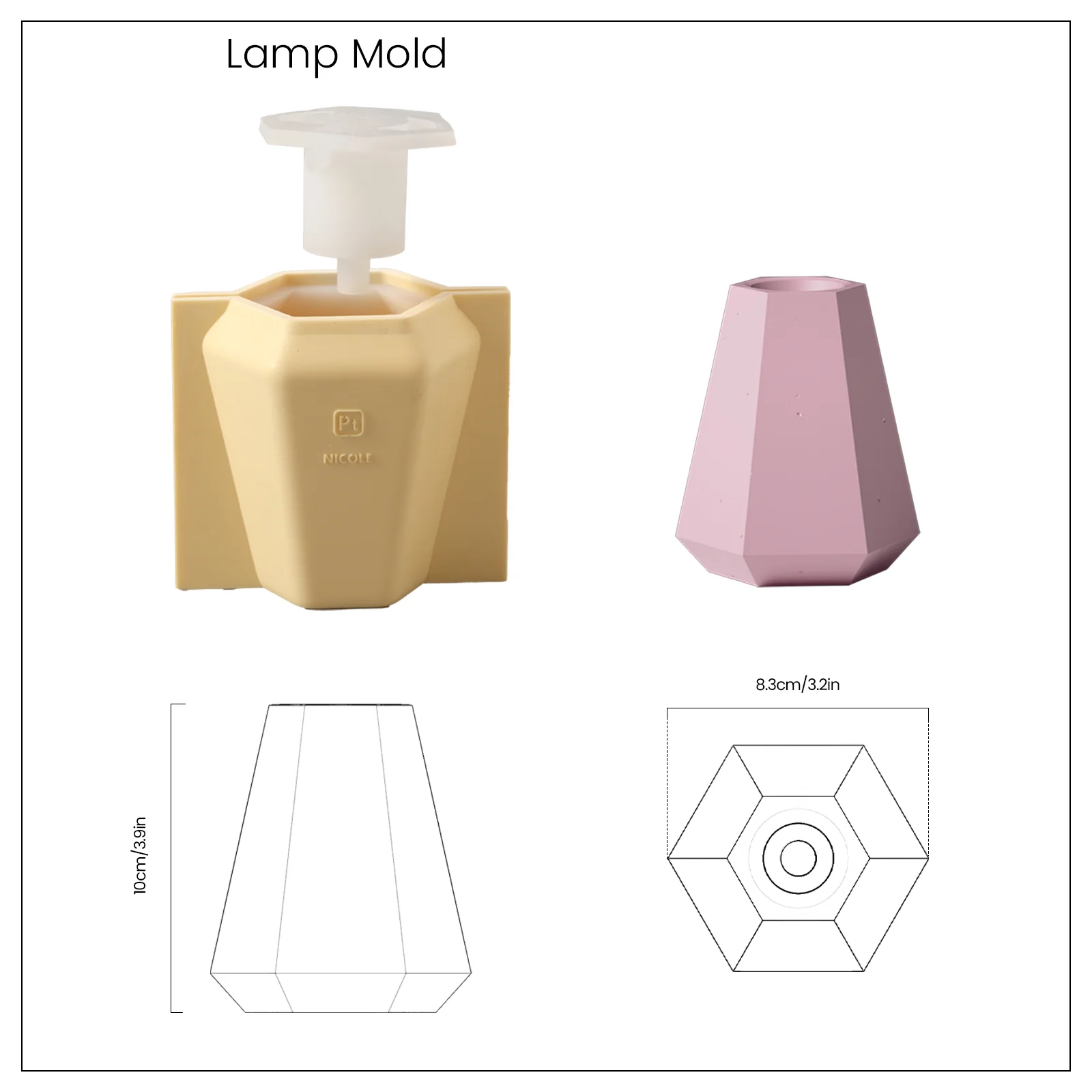 Diamond-Shaped Table Lamp Silicone Mold and Accessories - Image 9